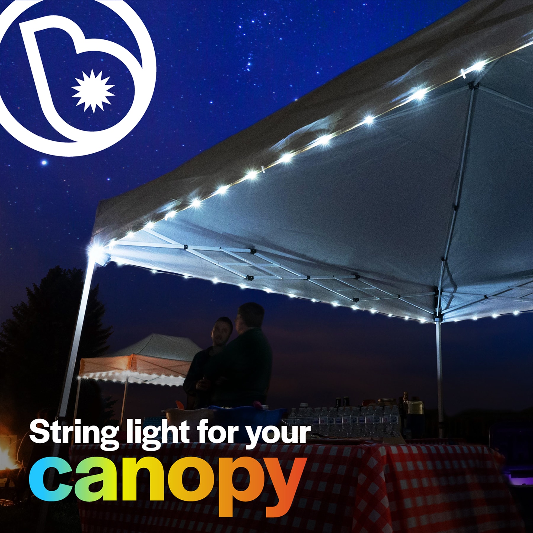 Brightz LED Canopy Lights, White, 40ft, Battery Operated, Water