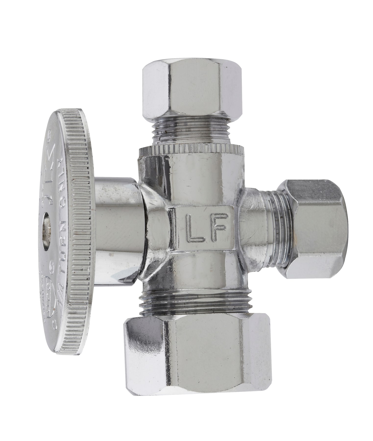 Keeney K2903PCLF 1/2-in Compression x 3/8-in Compression Brass Quarter Turn 3-way valve