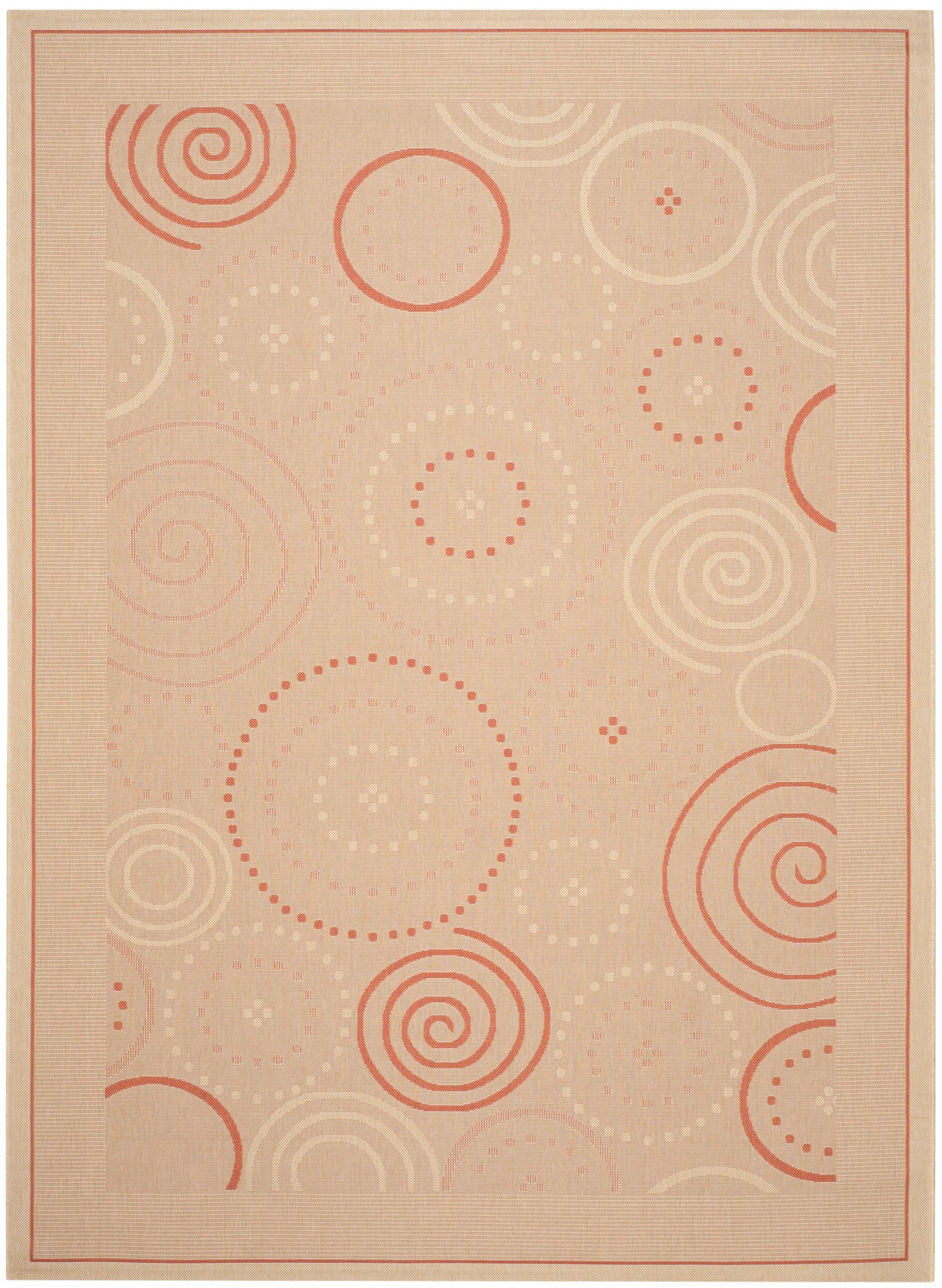 Safavieh CY1906-3201-9 Courtyard Circles 9 x 12 (ft) Loomed Polypropylene Natural/Terra Rectangular Indoor/Outdoor Abstract Coastal Area rug