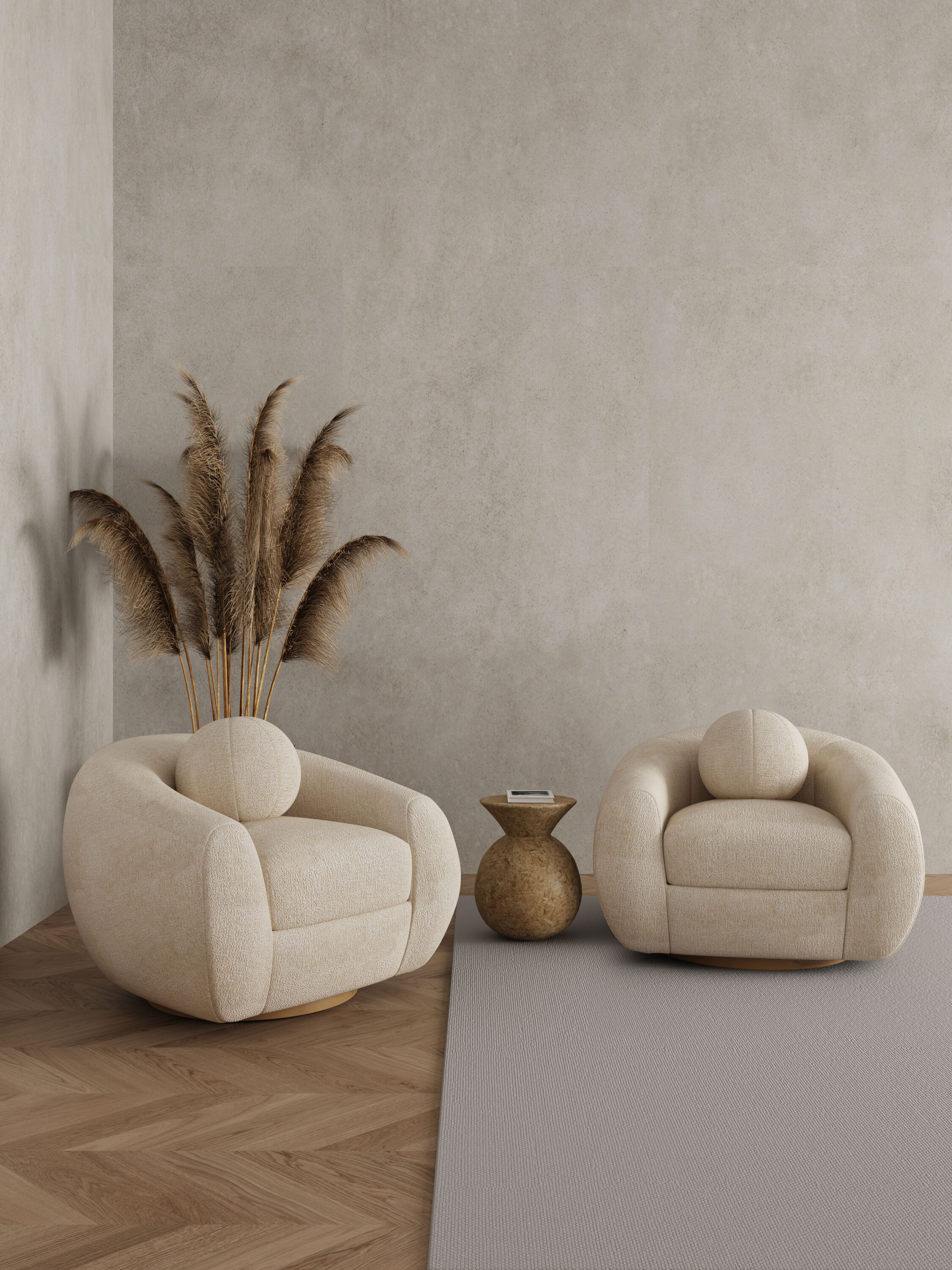 Manhattan Comfort 2-AC016-CR 2 Modern Cream Chenille Accent Chair