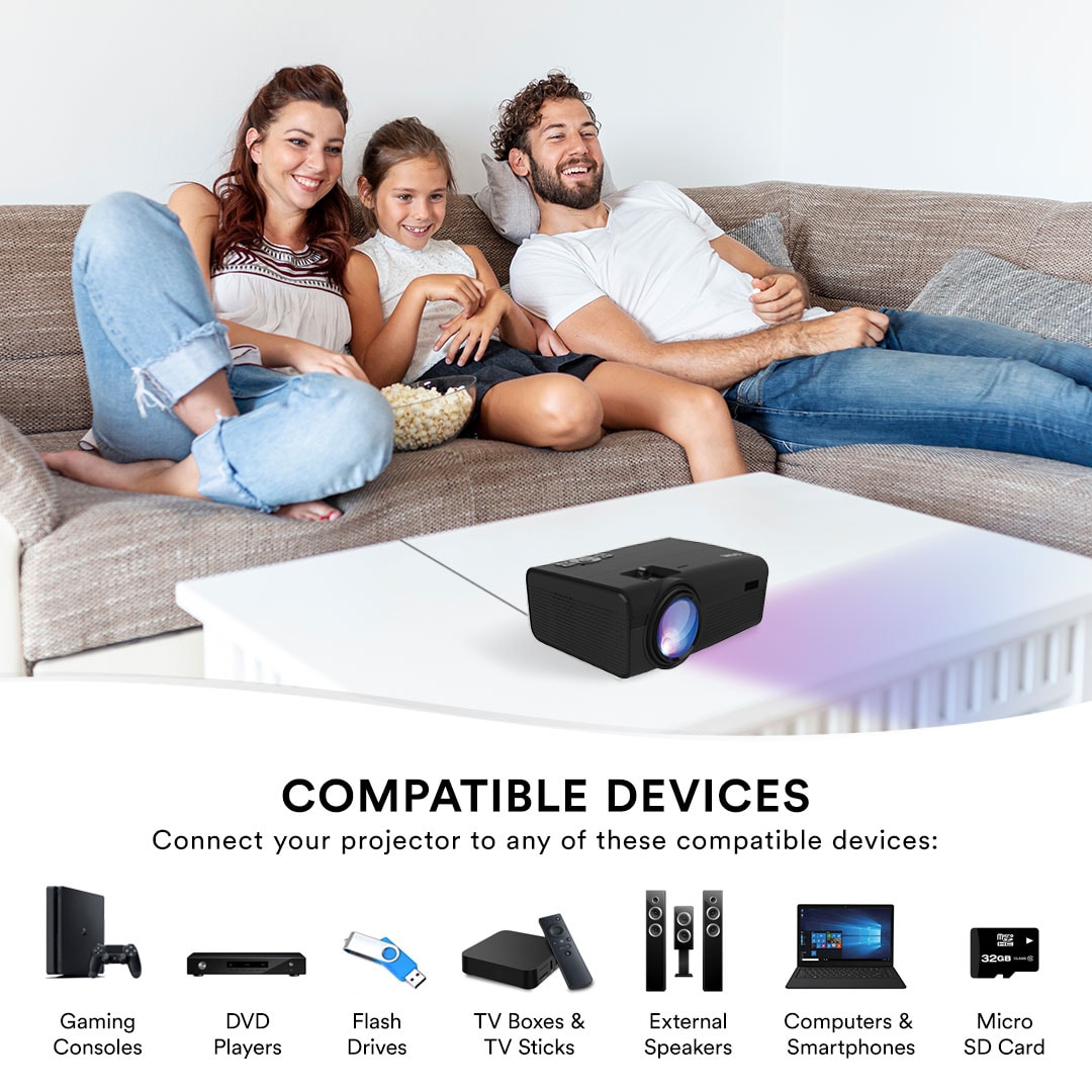 Core Innovations 150" Black LCD Home Theater Projector
