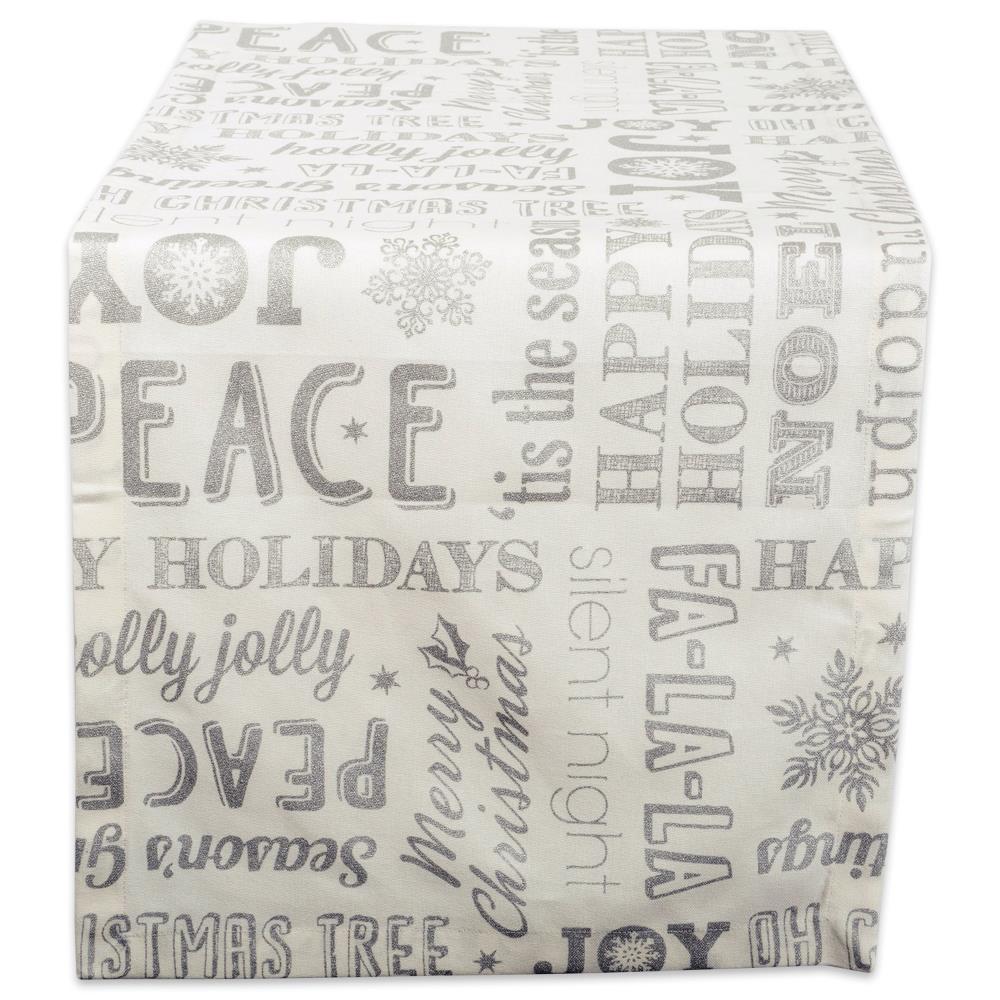 DII CAMZ38037 Christmas Collage Silver Table runner