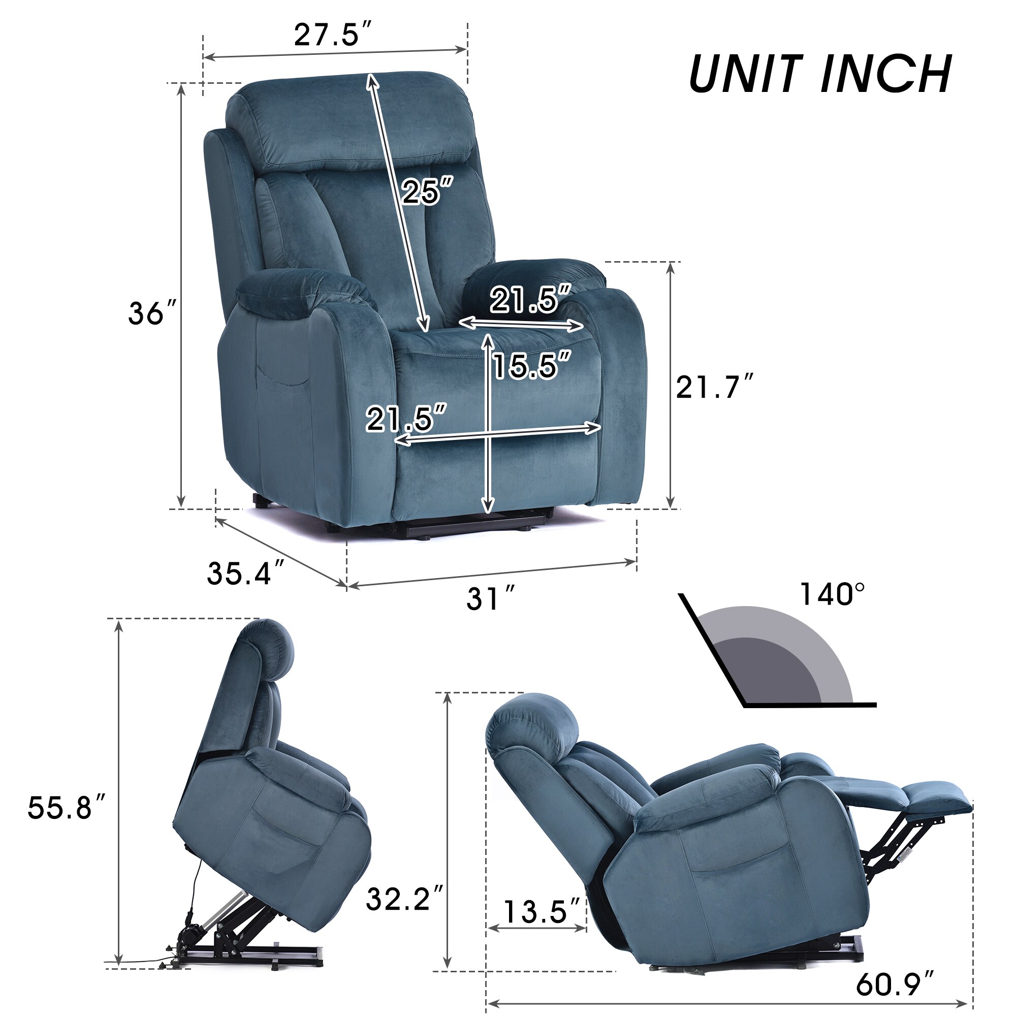 Homy Casa RE102801-BL recliners - View #3