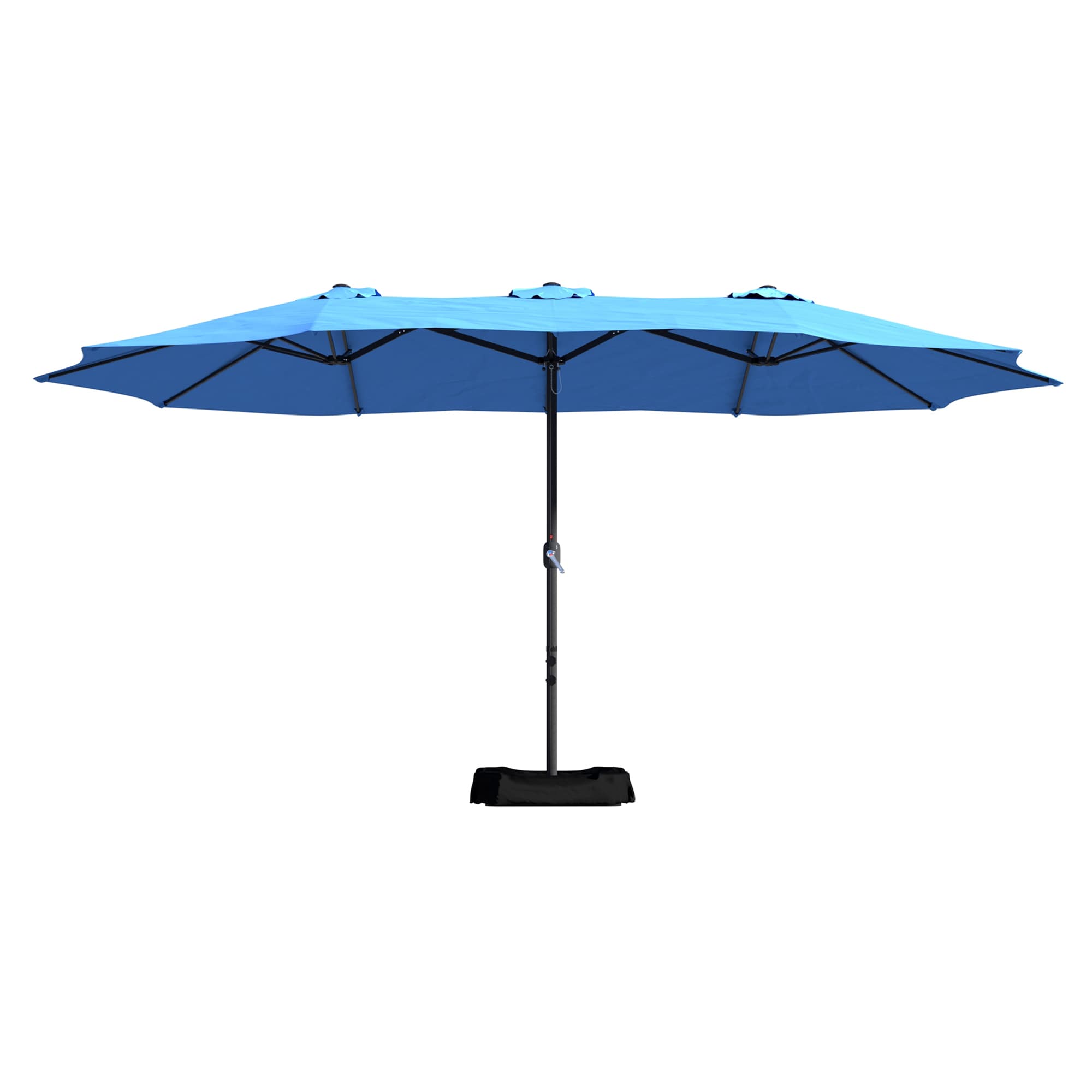 Sumyeg - 15-ft Steel Blue No-tilt Market Patio Umbrella with Base