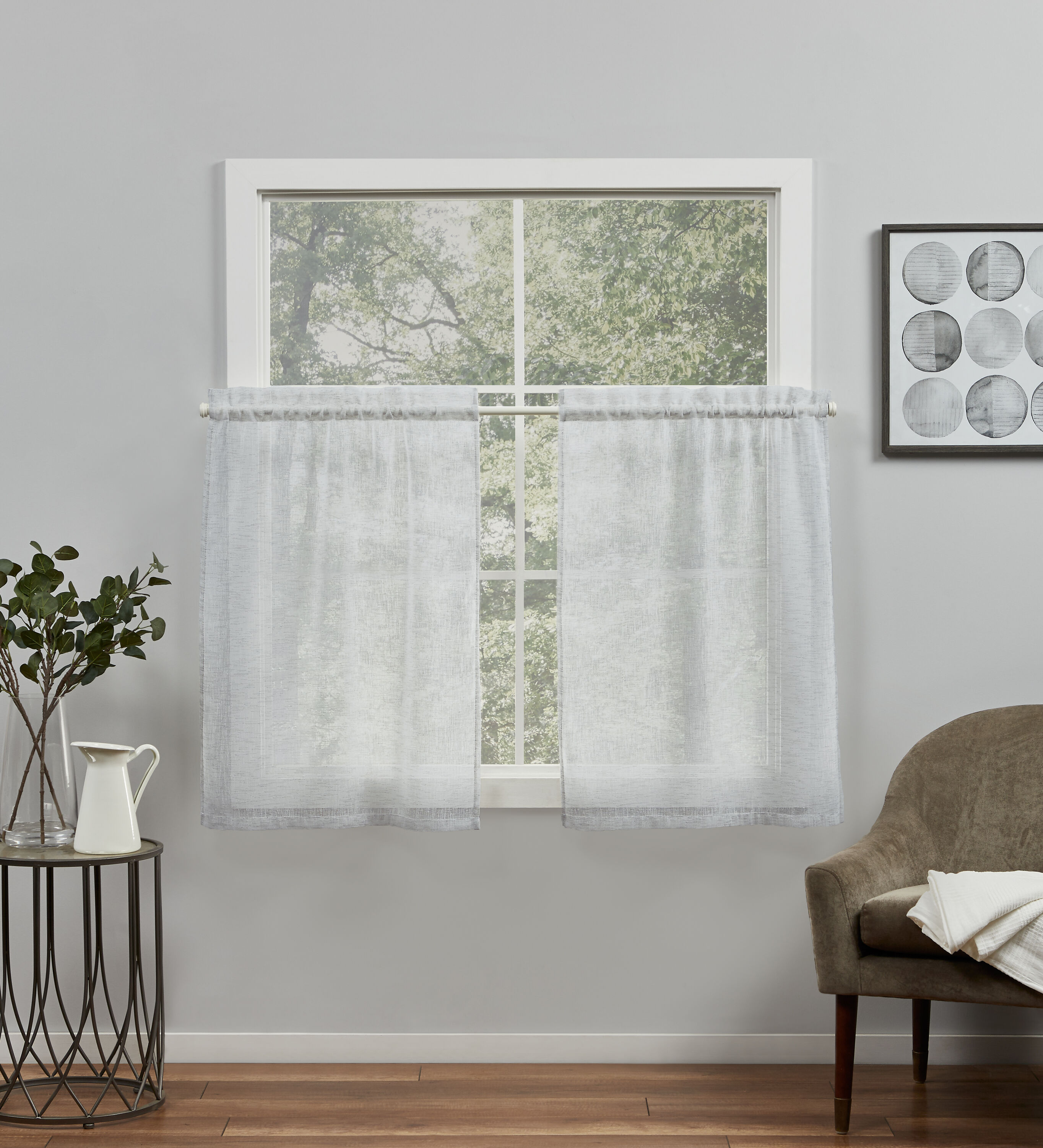 Exclusive Home EH8452-04-2-24R 24-Inches Blue Sheer Rod pocket Curtain panel pair