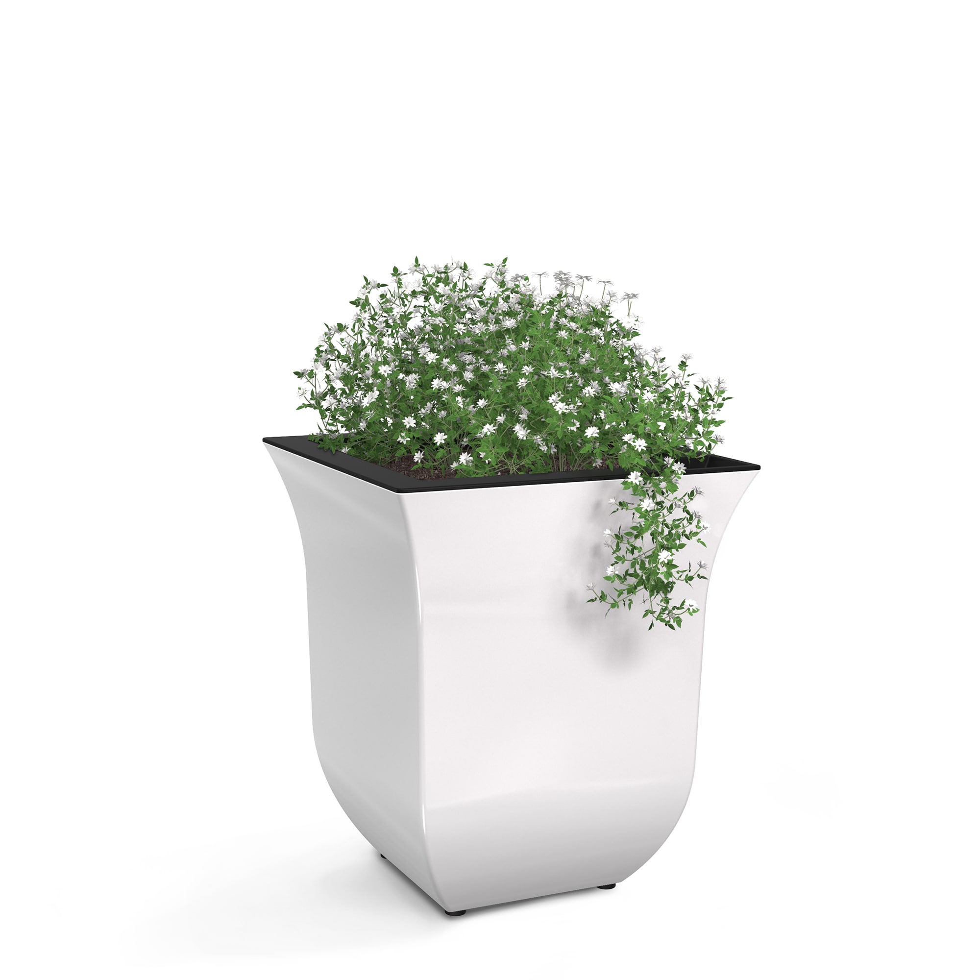 Mayne 3870-W Square 7-in W x 8-in H x 6.2-in D White Plastic Contemporary/Modern Indoor/Outdoor with Self Watering Planter