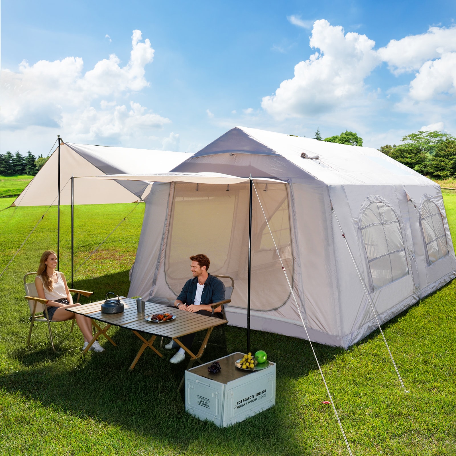 DOCRED  12-14 Person Inflatable Tents for Camping Blow Up Tent with Hand Pump