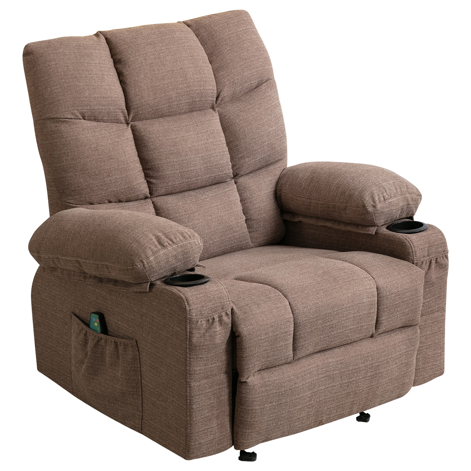 Green Fabric Rocker Massage Chair Electric Power Lift Recliner Chair with Heat, Cup Holders and Side Pockets
