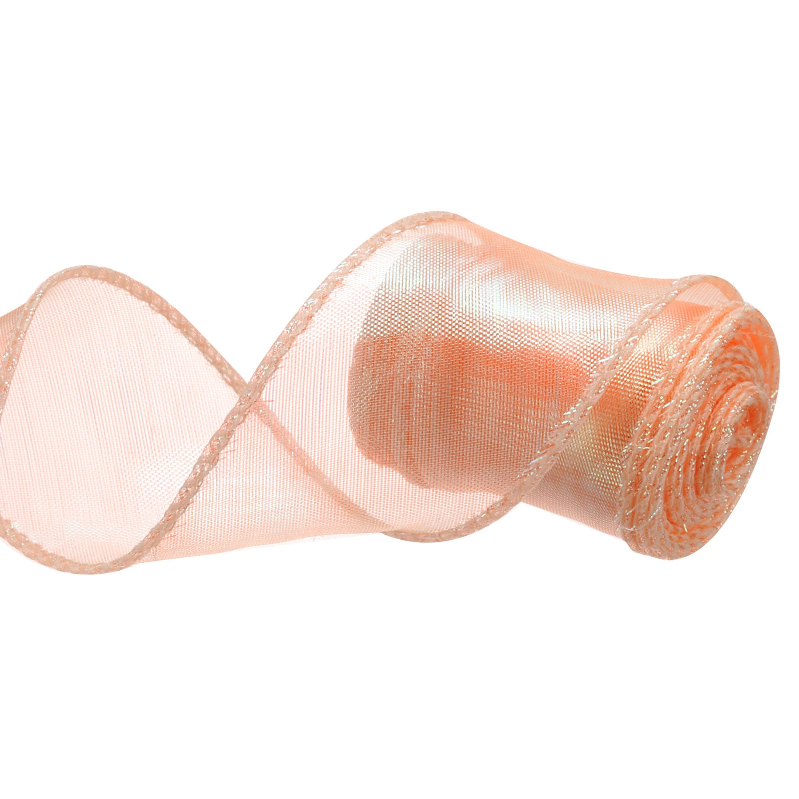 Unique Bargains 1 1/2 Inch Wide Sparkly Sheer Wired Organza Ribbon Pastel Shimmer Iridescent Chiffon Ribbons 3 Yard Orange for Gift Wrapping Bouquet Wedding Bows