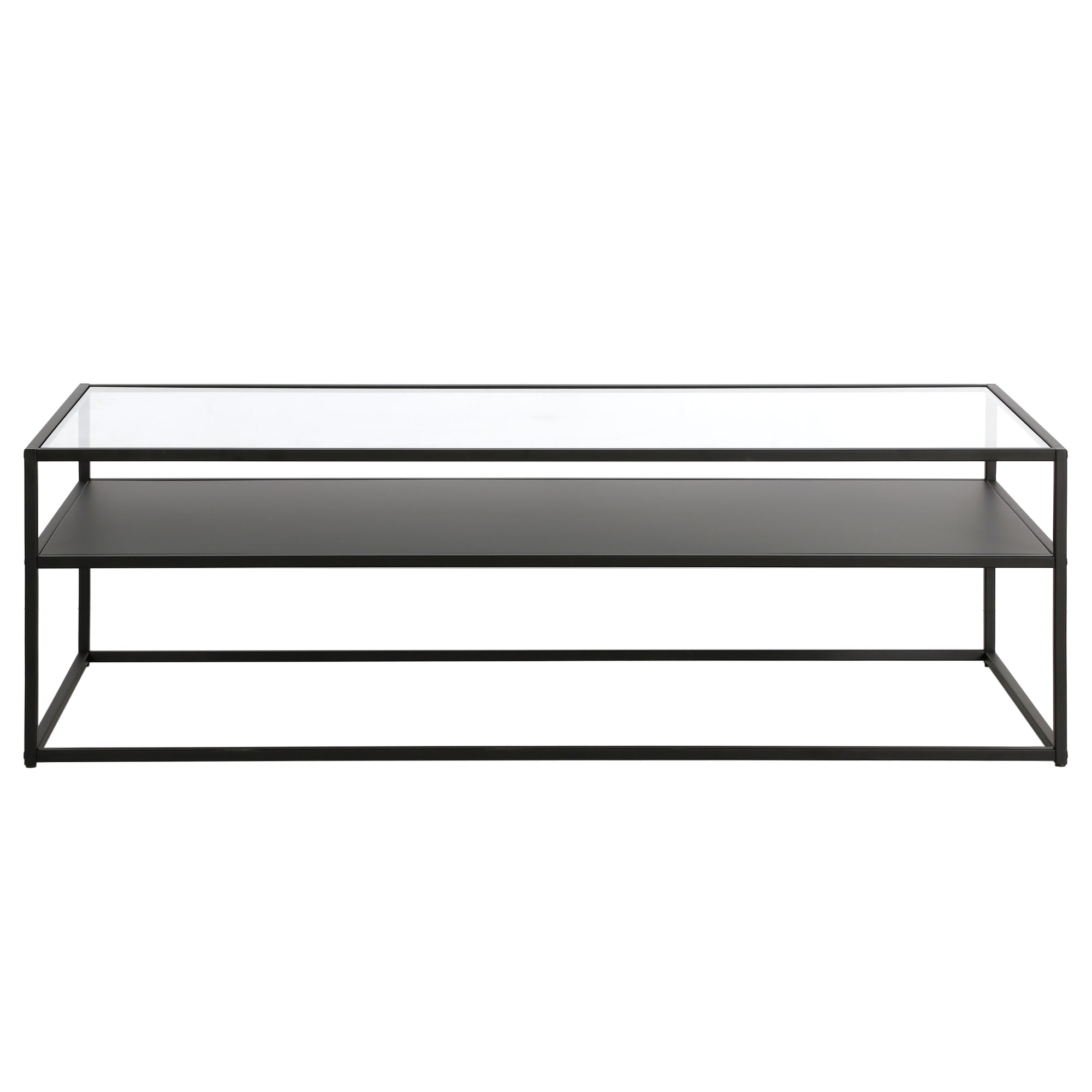 Ada 54'' Wide Blackened Bronze Rectangular Metal & Glass Coffee Table
