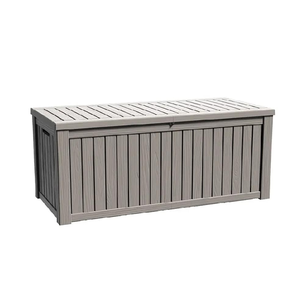 JUJABU YYXBOX-22-1 Grey 150 Gallon Waterproof Outdoor Resin Deck Box with Lockable Convenient Handles For Cushion