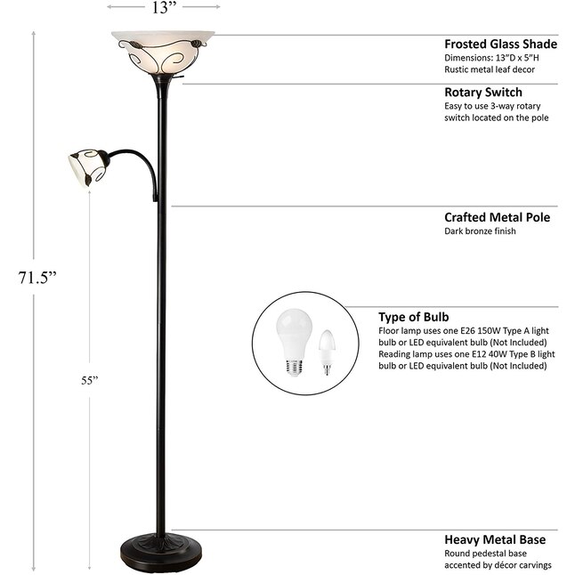 Light Floor Lamp In The Lamps, Floor Lamp With Side Reading Light