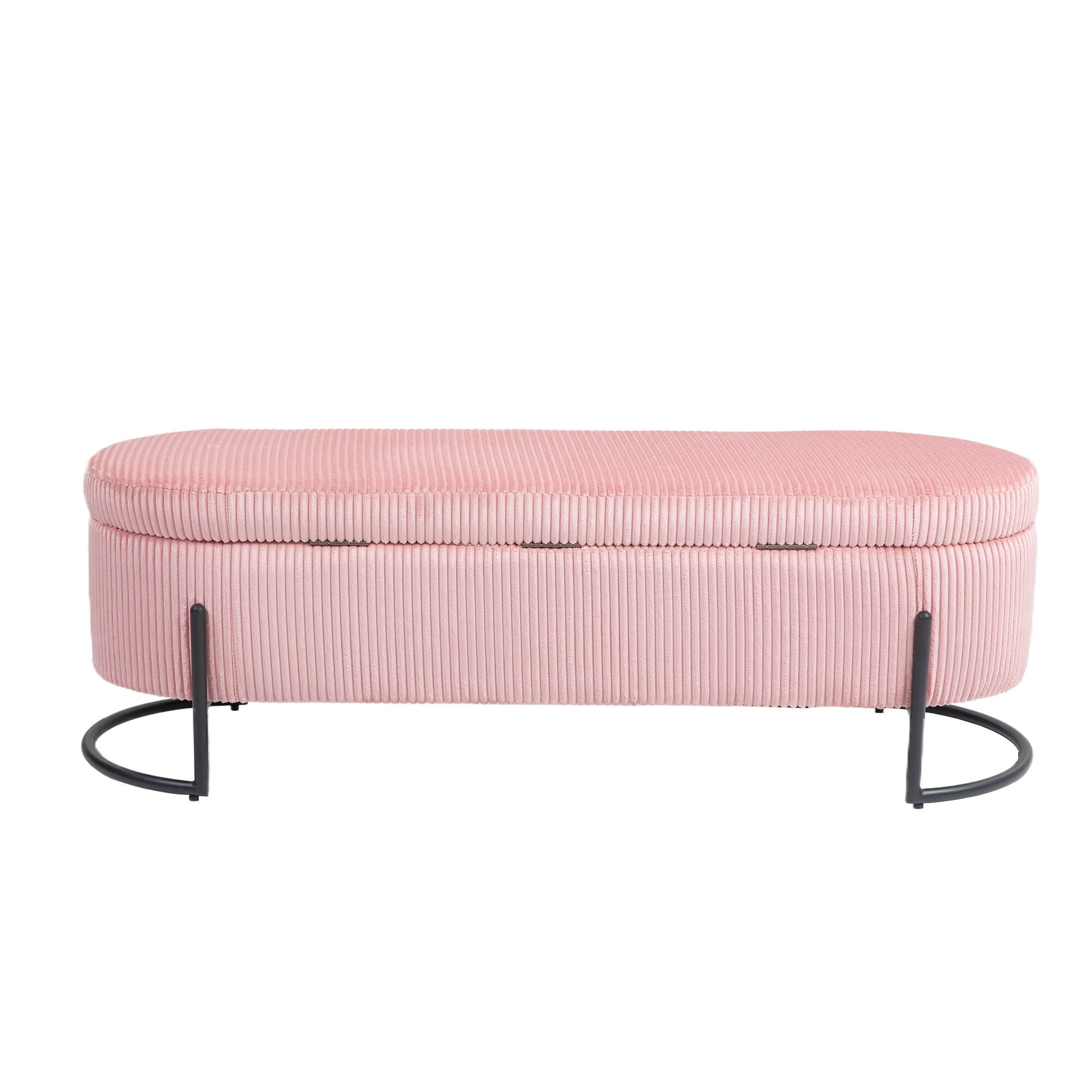 Bybafun YA6100091 Modern Pink Storage Bench with Storage 52.36-in x 16.14-in x 17.32-in