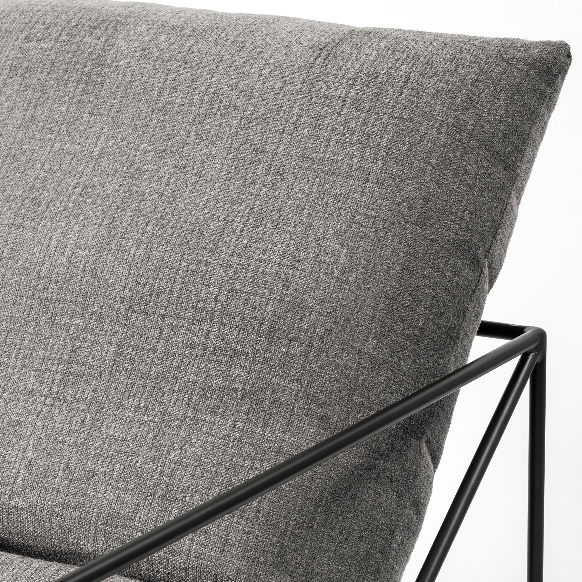 Leonidas Gray Fabric and Black Metal Accent Chair