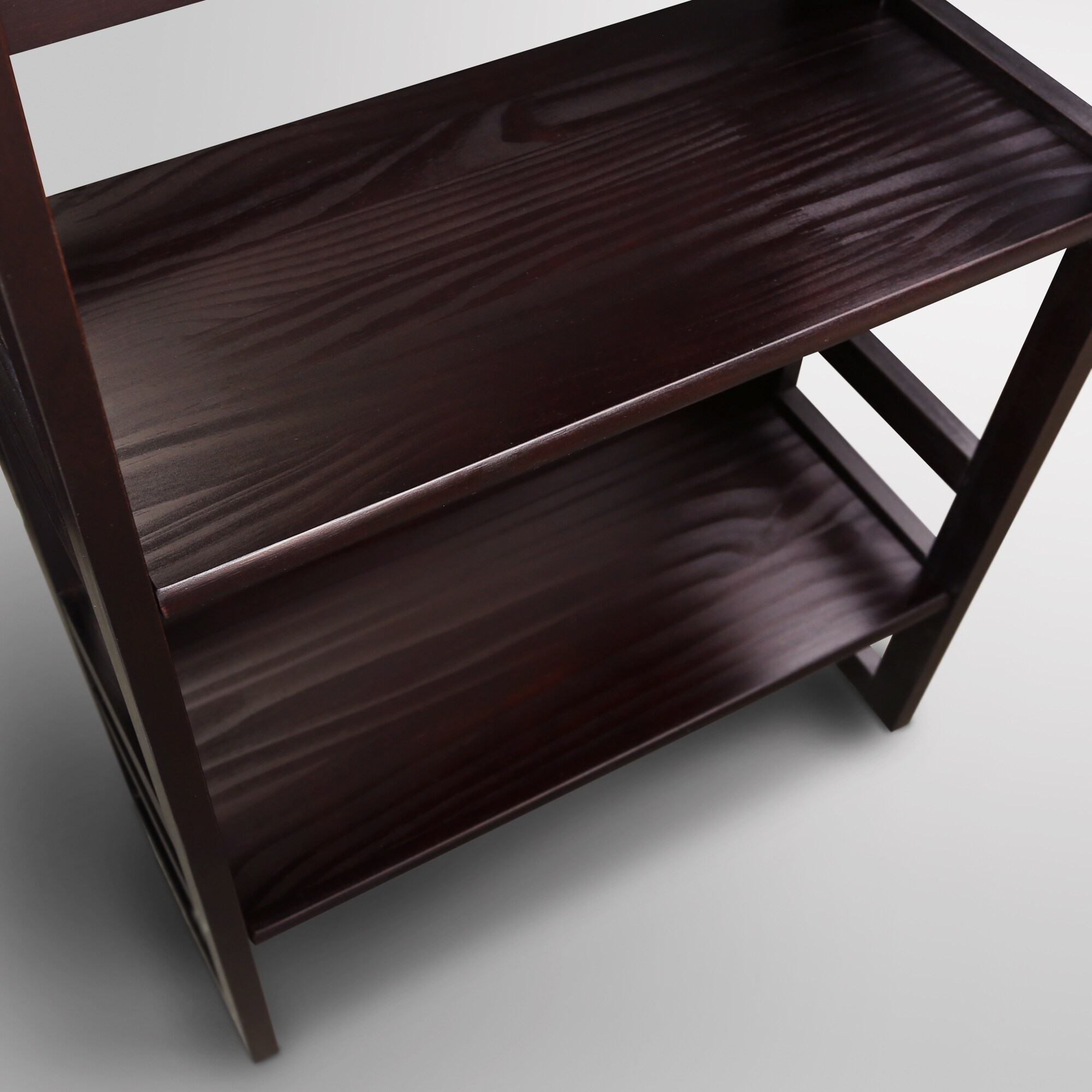 Mission Casual Espresso Solid Pine 3-Shelf Folding Bookcase
