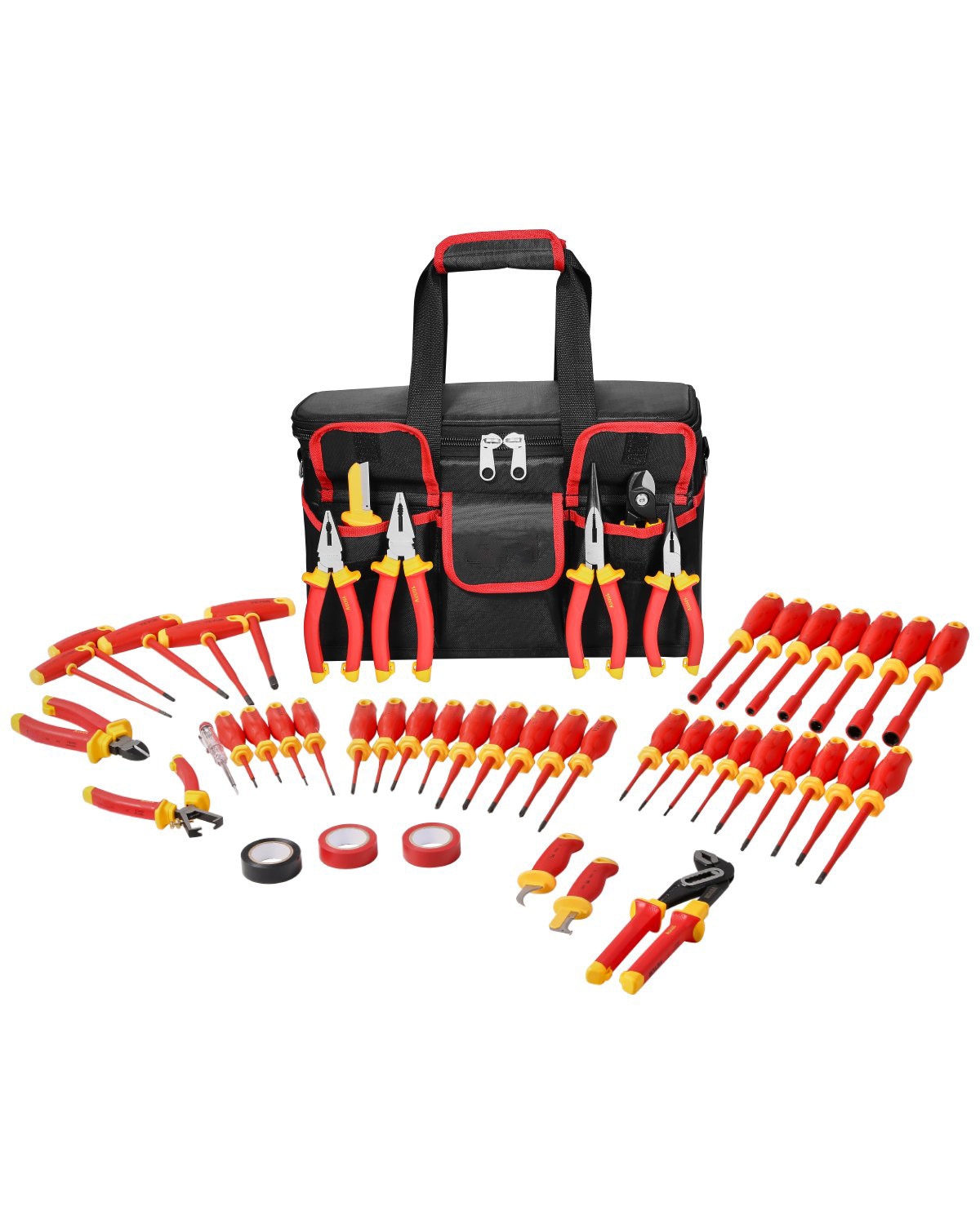 Mecale 50-Piece Insulated Screwdriver Set VDE 1000V with T-Hex Keys and Bits for Electricians Black #YAS-E1QFOV