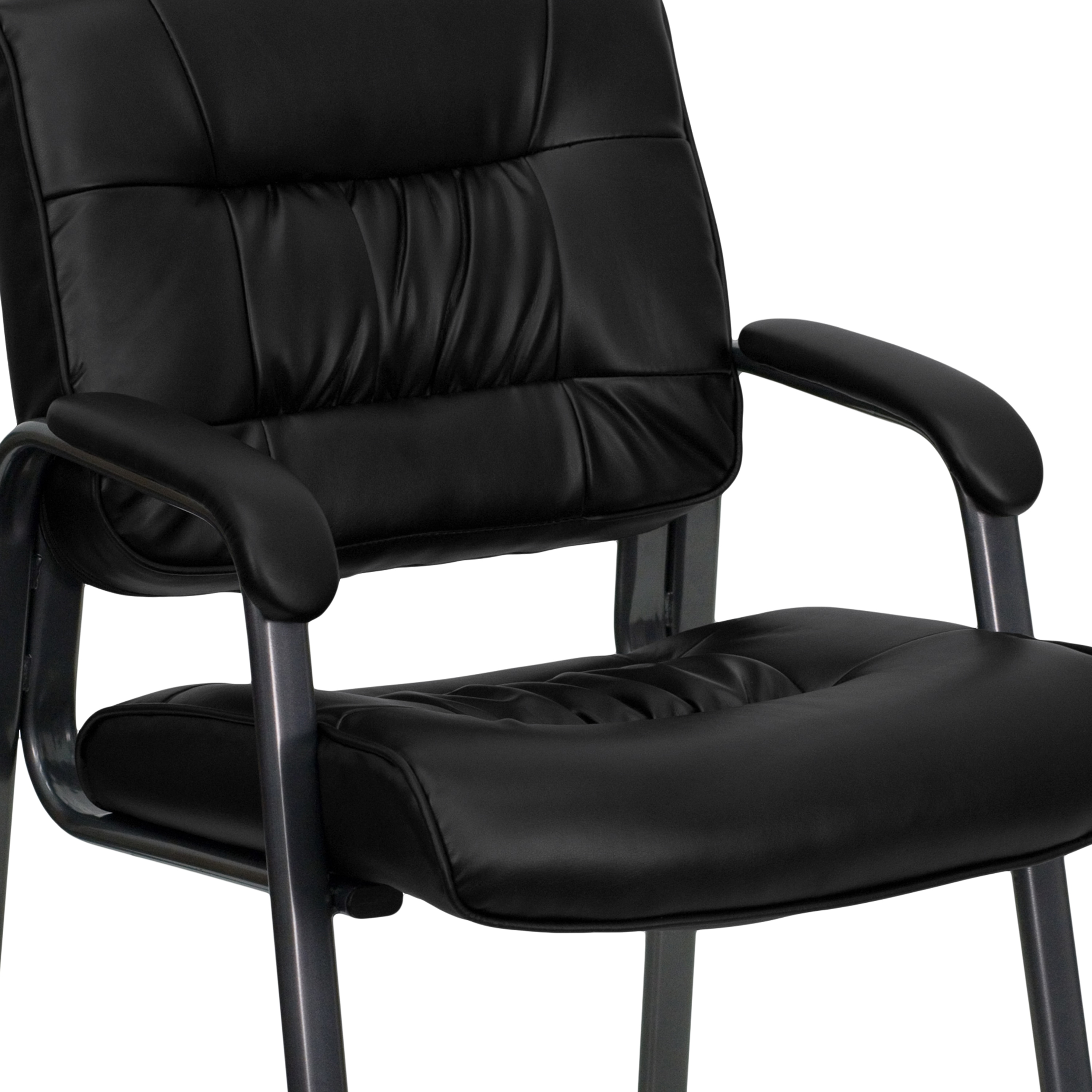 Black Leather Executive Side Chair with Titanium Frame