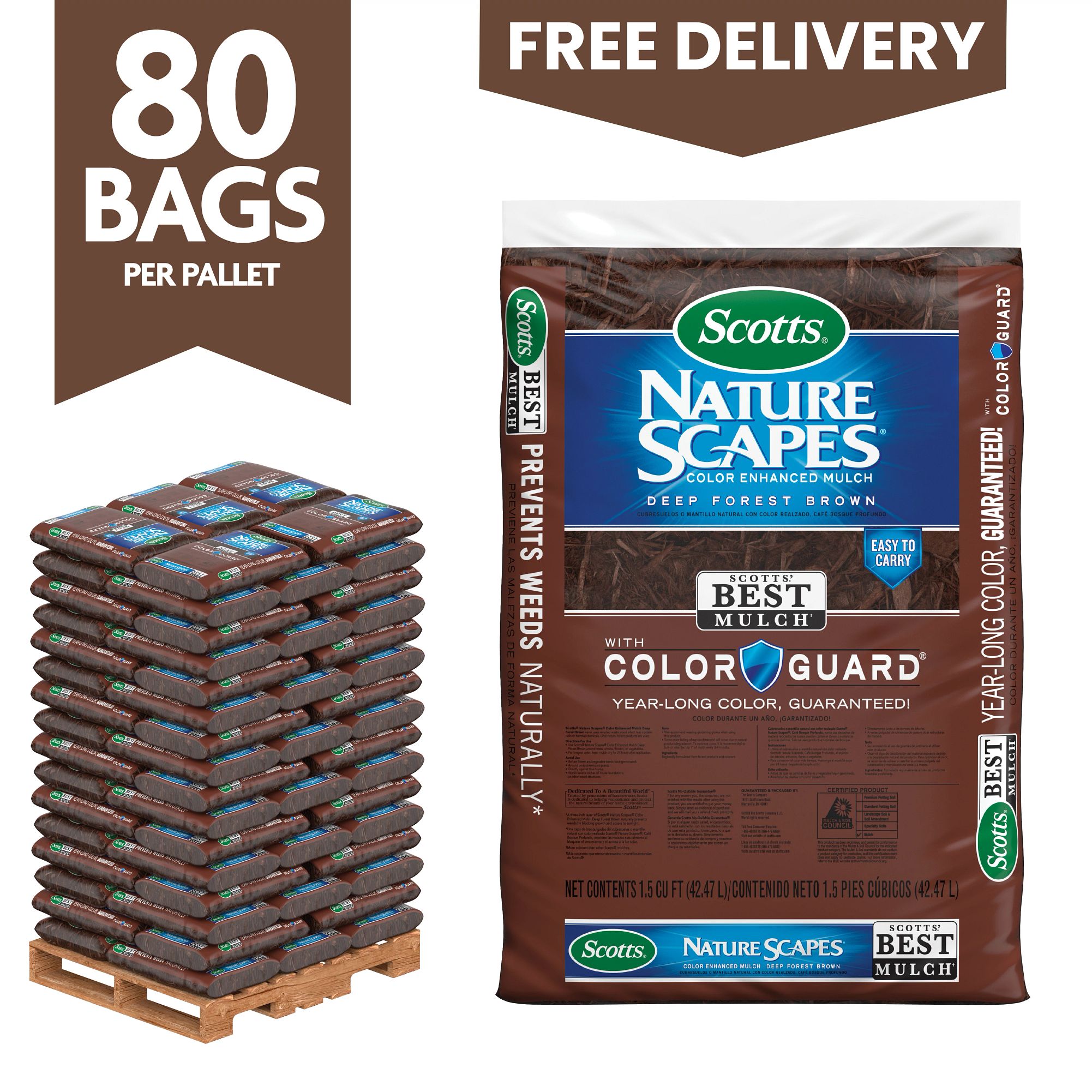 Scotts Nature Scapes Brown Mulch Pallet 1.5 -cu ft Brown Mulch