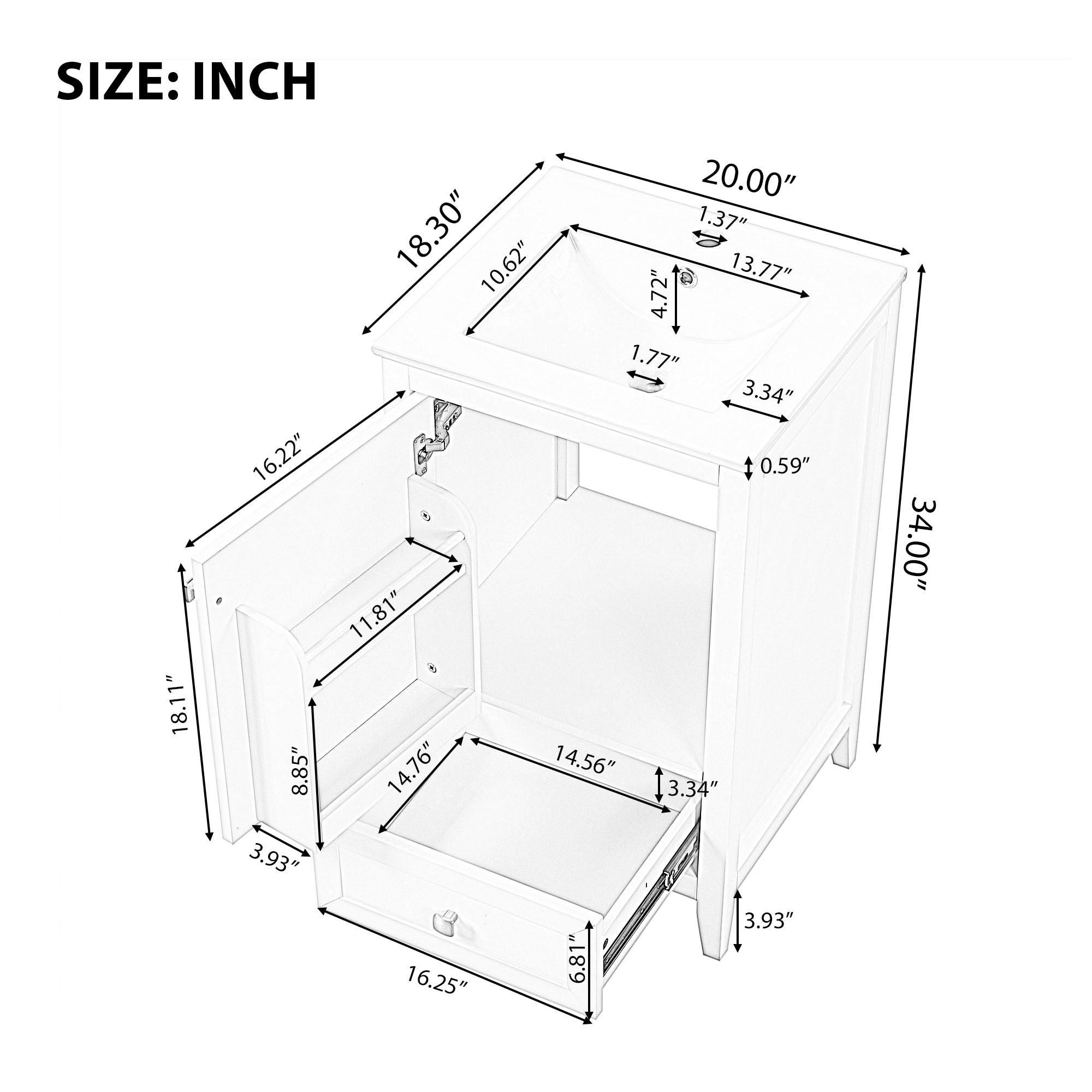 WELLFOR WA18-MB Bath-Vanity-Combo - View #7