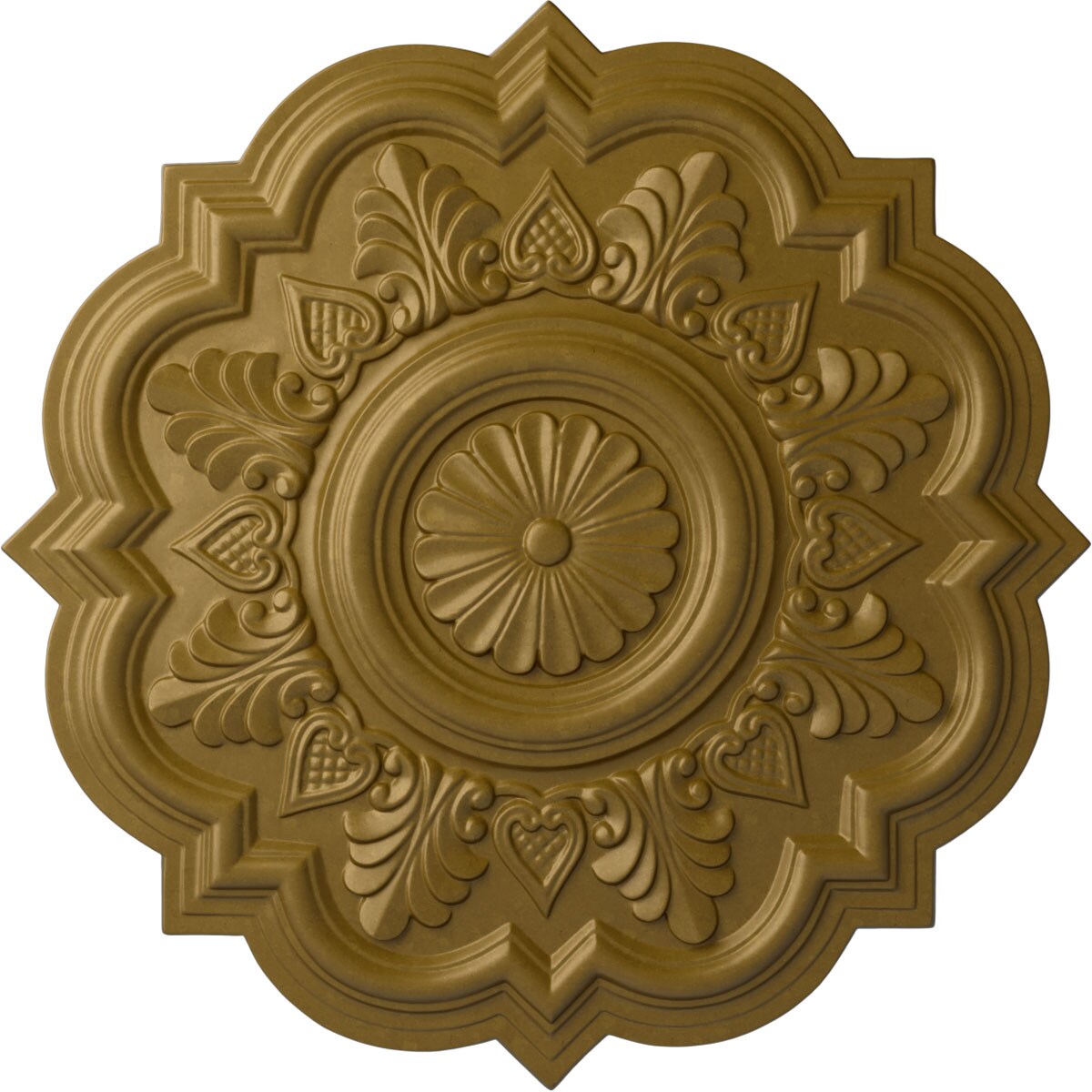 Ekena Millwork CM20DRGLS Deria 20.25-in W x 20.25-in L Painted Gold Polyurethane Whole Ceiling Medallion