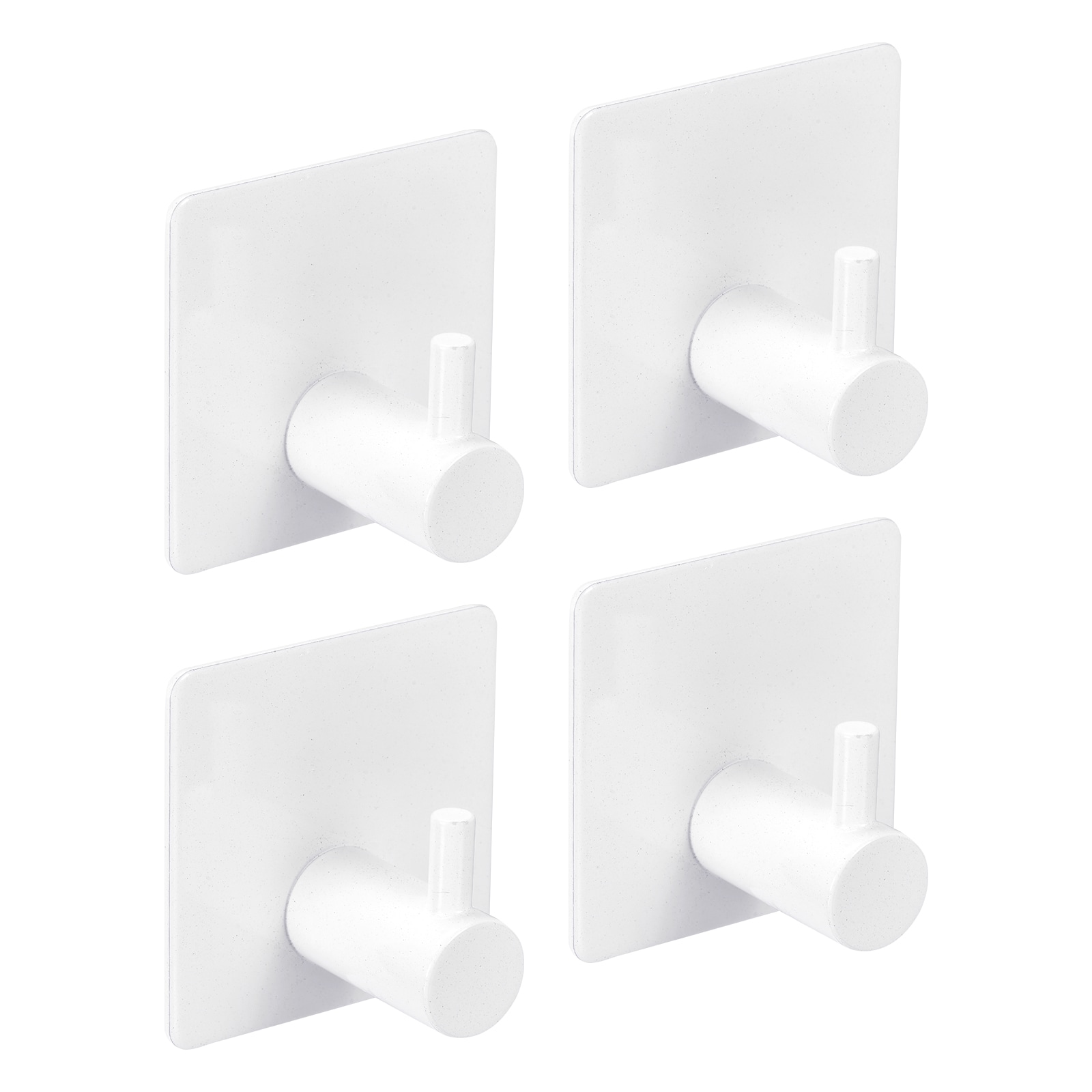 Unique Bargains Self Adhesive Hooks 4 Pack 304 Stainless Steel Stick on Wall Hooks Hanger for Hanging Clothes Towels Kitchen Tools White