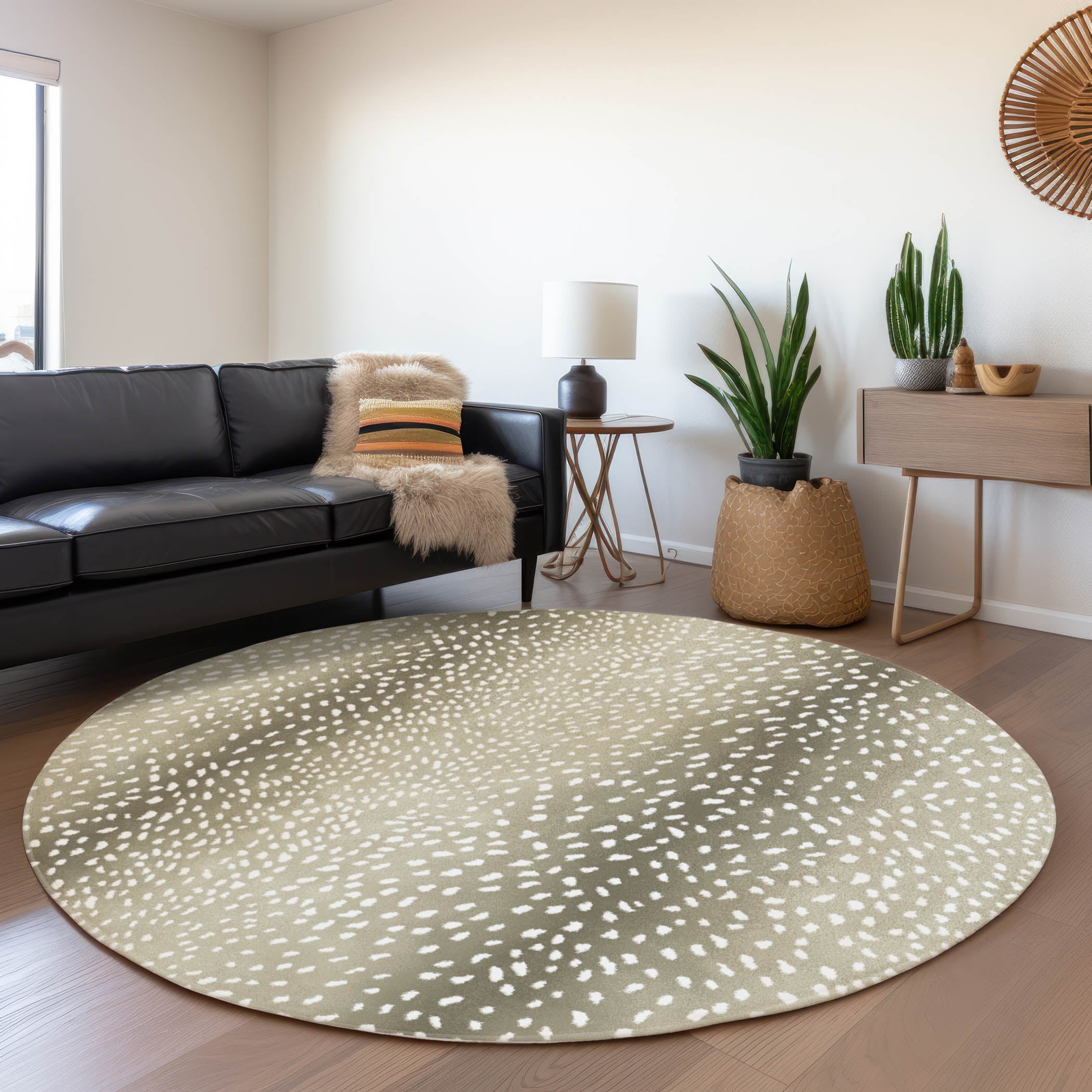Addison Rugs AMF44FA8RO Mayfield AMF44FA 8 x 8 (ft) Loomed Polyester Fawn Round Indoor Abstract Machine washable Area rug