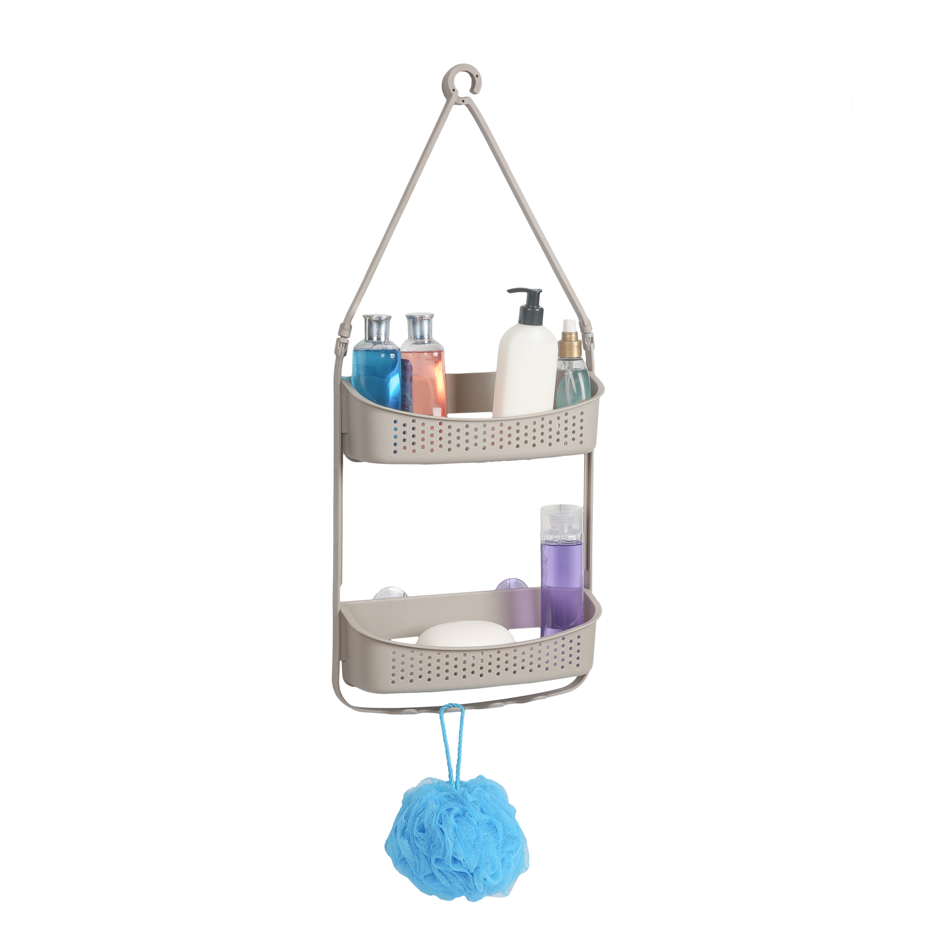 Bath Bliss Taupe Plastic 2-Shelf Hanging Shower Caddy 4.33-in x 12.6-in x  27.17-in in the Bathtub & Shower Caddies department at