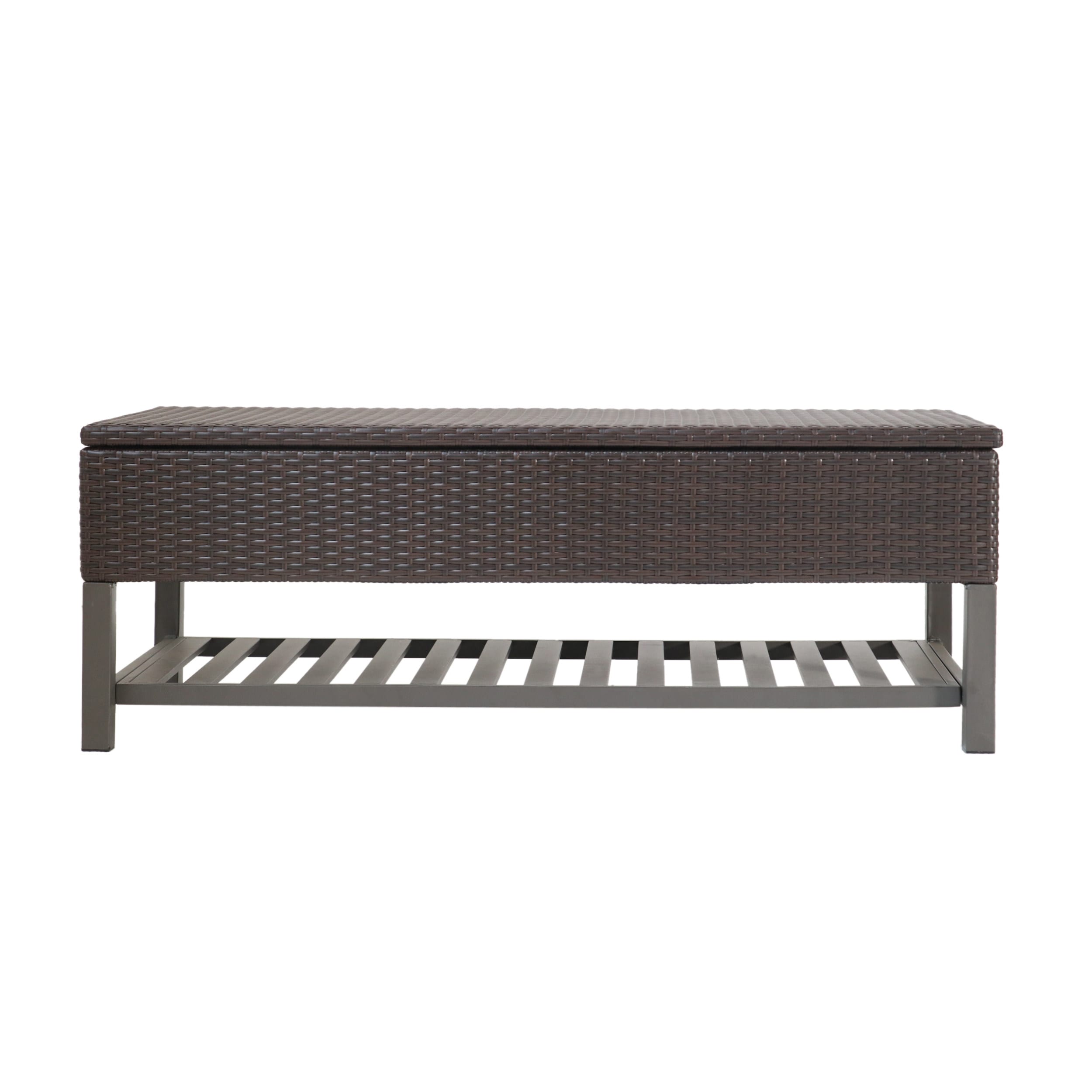 Best Selling Home Decor 307515 Regent 50.5-in W x 18-in H Multi Brown Rattan Iron Storage Bench