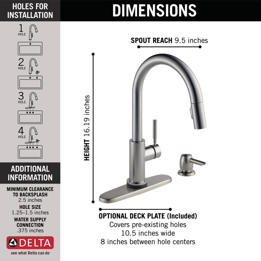 Delta Trask Touch2O Spotshield Stainless 2 handle Pull down Touch