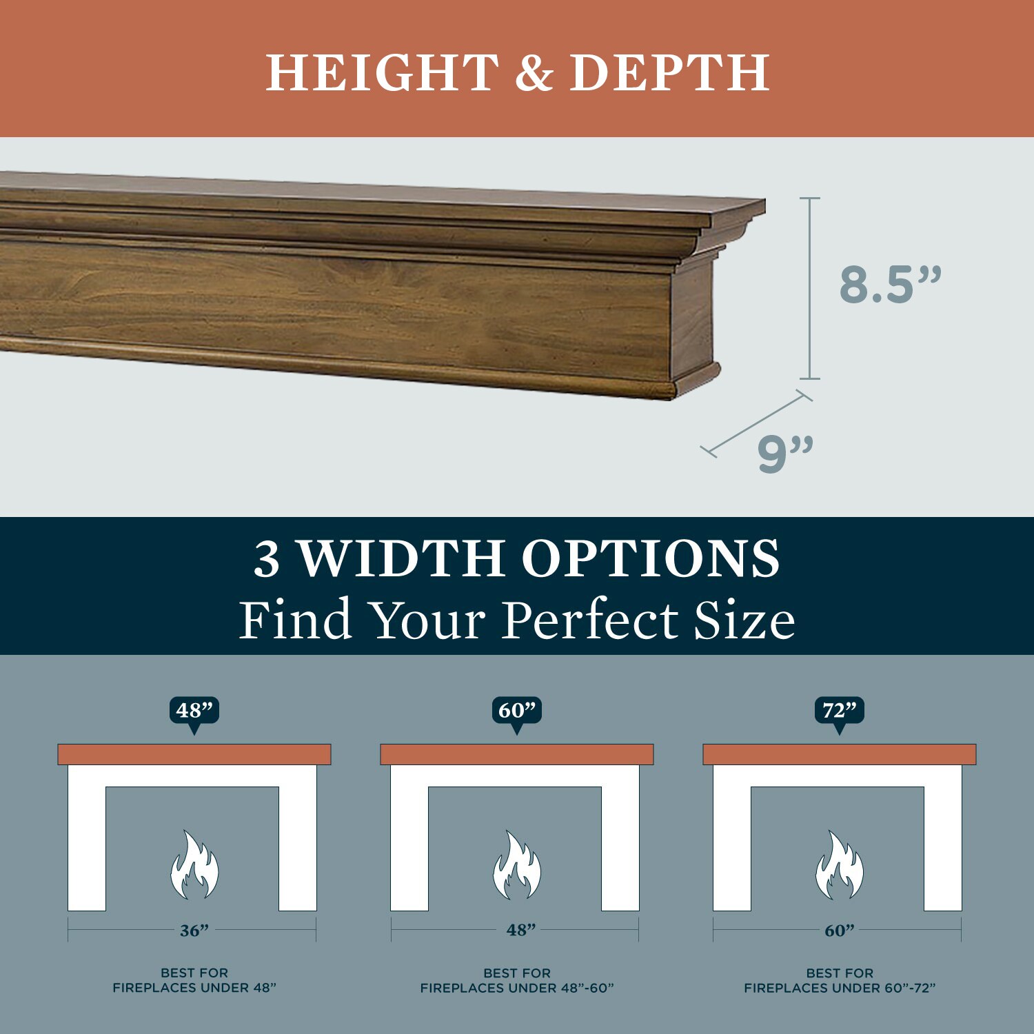 Mantels Direct BELLAMY-72-VNTGRY Mantel-Shelves - View #4
