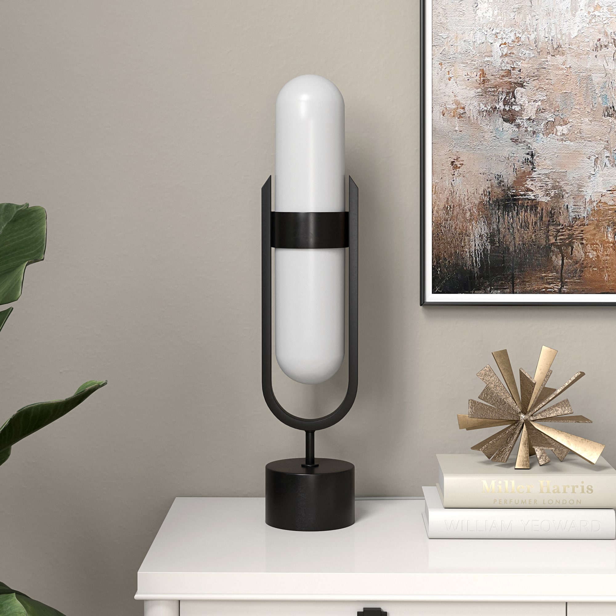 Hailey Home TL2230 Blair 25-in Blackened Bronze On/Off switch Table Lamp with Glass Shade