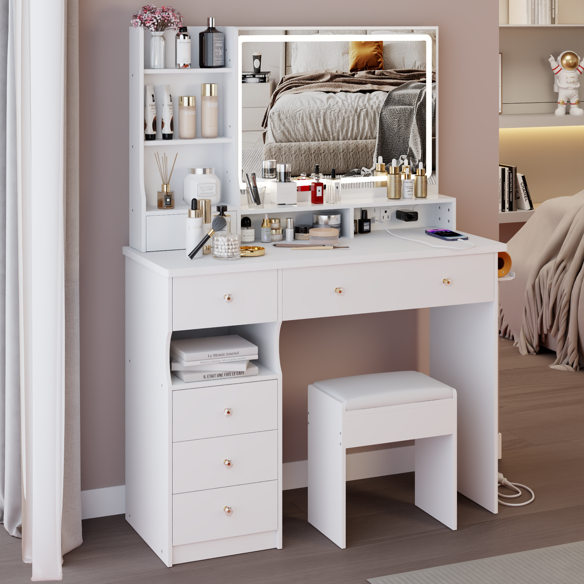 Kahomvis AC-QPCRAZY-06 Bedroom-Vanities - View #2