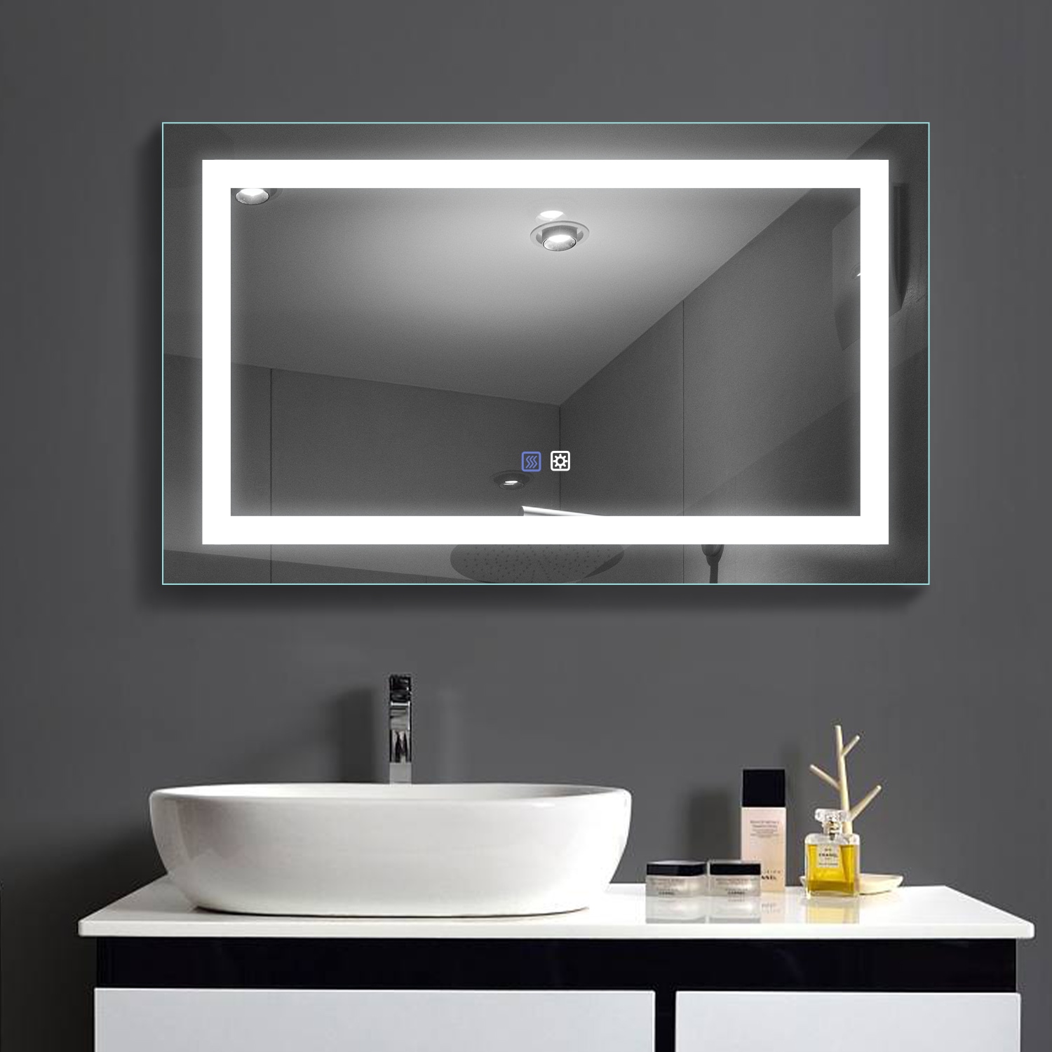 Stat til fløjte WELLFOR LED Bathroom Mirror 40-in W x 24-in H LED Lighted Silver  Rectangular Fog Free Frameless Bathroom Vanity Mirror in the Bathroom  Mirrors department at Lowes.com