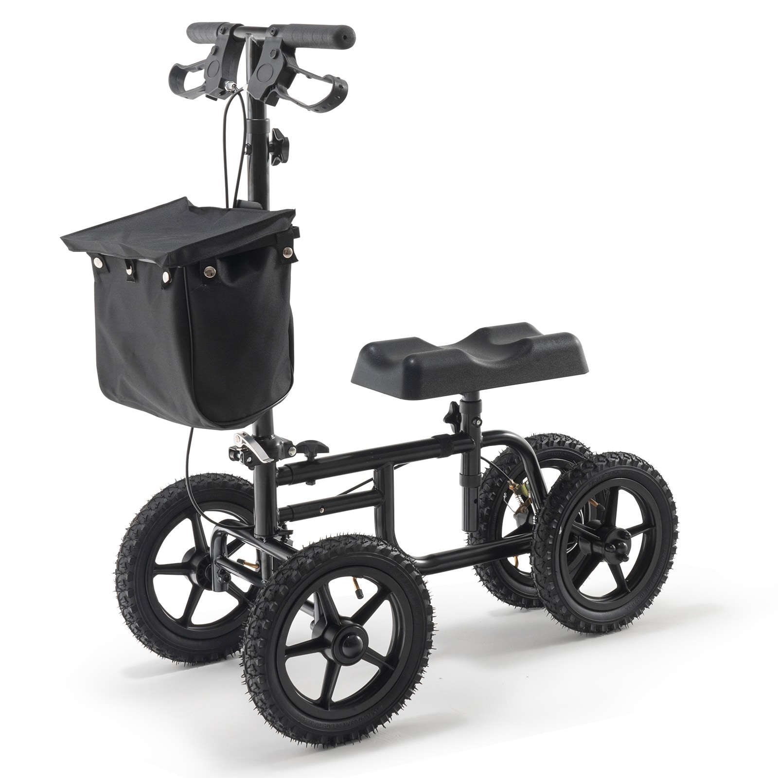 GIVIMO 350-lb Folding Knee Scooter - Carbon Steel Steerable Knee Walker with Adjustable Handlebar - Knee Pad - Dual Brakes and 12-in All-Terrain Wheels