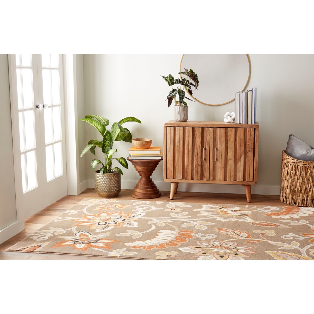 Home Dynamix 5N-HD5019-26 Tremont Teaneck 2 x 3 (ft) Loomed Polypropylene Taupe Rectangular Indoor Floral/Botanical Farmhouse/Cottage Area rug