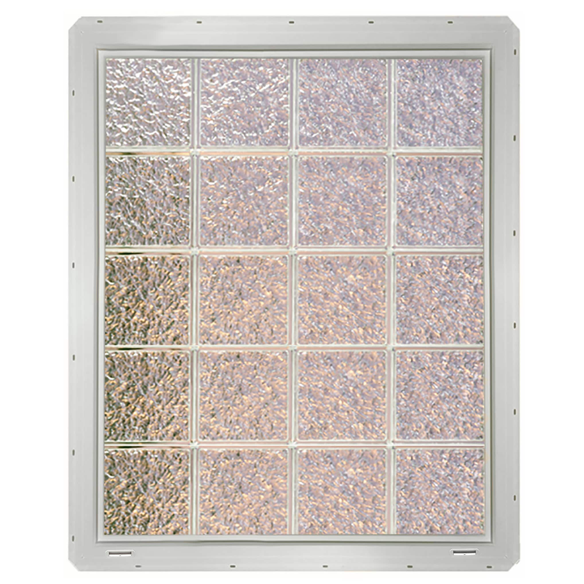 CrystaLok CL3240SISWH Ice Glass 31-3/4-in x 39-1/4-in Vinyl New construction Glass Block Window