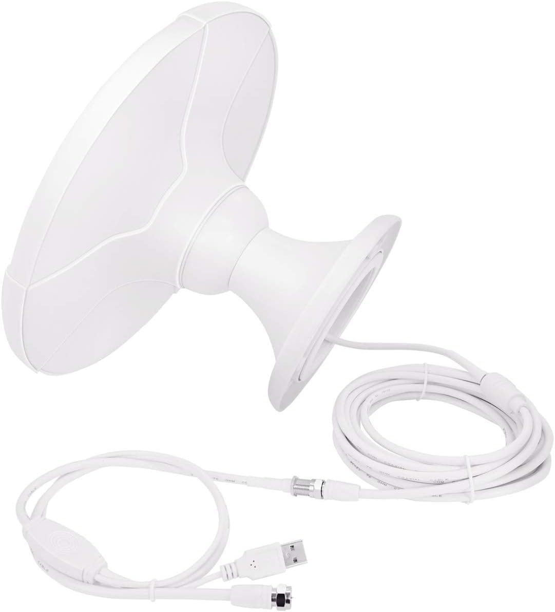 Etokfoks  Ultra Long Range RV TV Antenna Outdoor HDTV Antenna with Signal Booster and 16 ft Cable for RV Camper Trailer Boat White