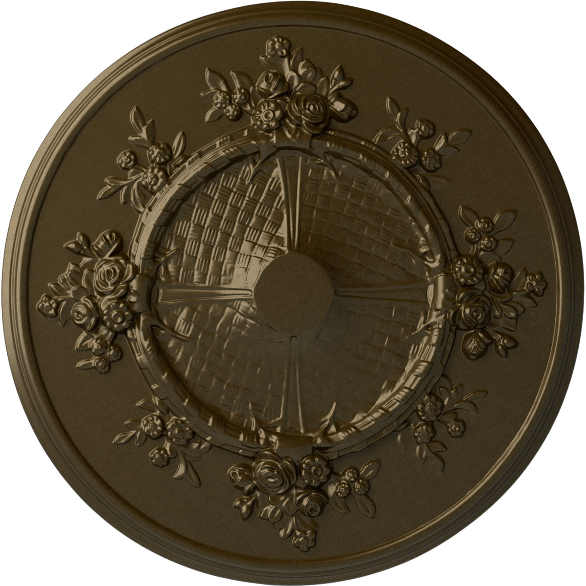 Ekena Millwork CM27FLBRS Flower 27-in W x 27-in L Painted Brass Polyurethane Whole Ceiling Medallion
