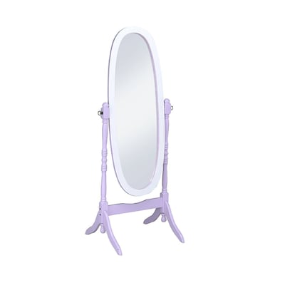 Oval Purple And White Framed Frameless, Swivel Floor Standing Mirror