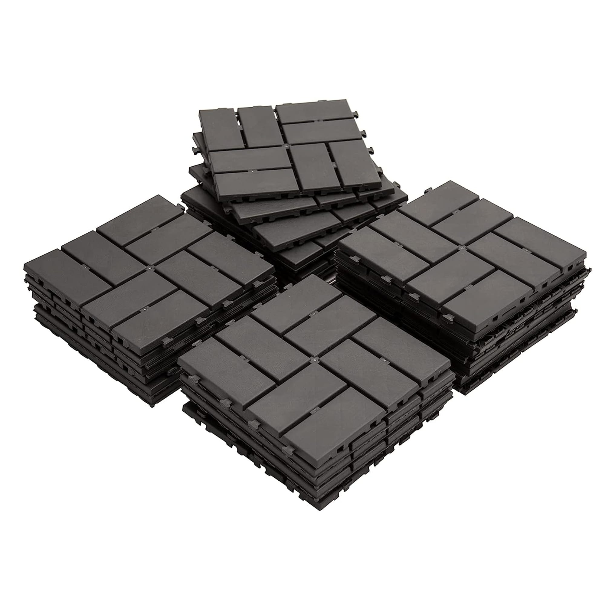 JUSHUA Patio Interlocking Deck Tiles 12Inchesx12Inches Square Composite Decking Tiles Checked Plastic Outdoor Flooring Tile All Weather for Balcony Porch Backyard (Gray Pack of 27)