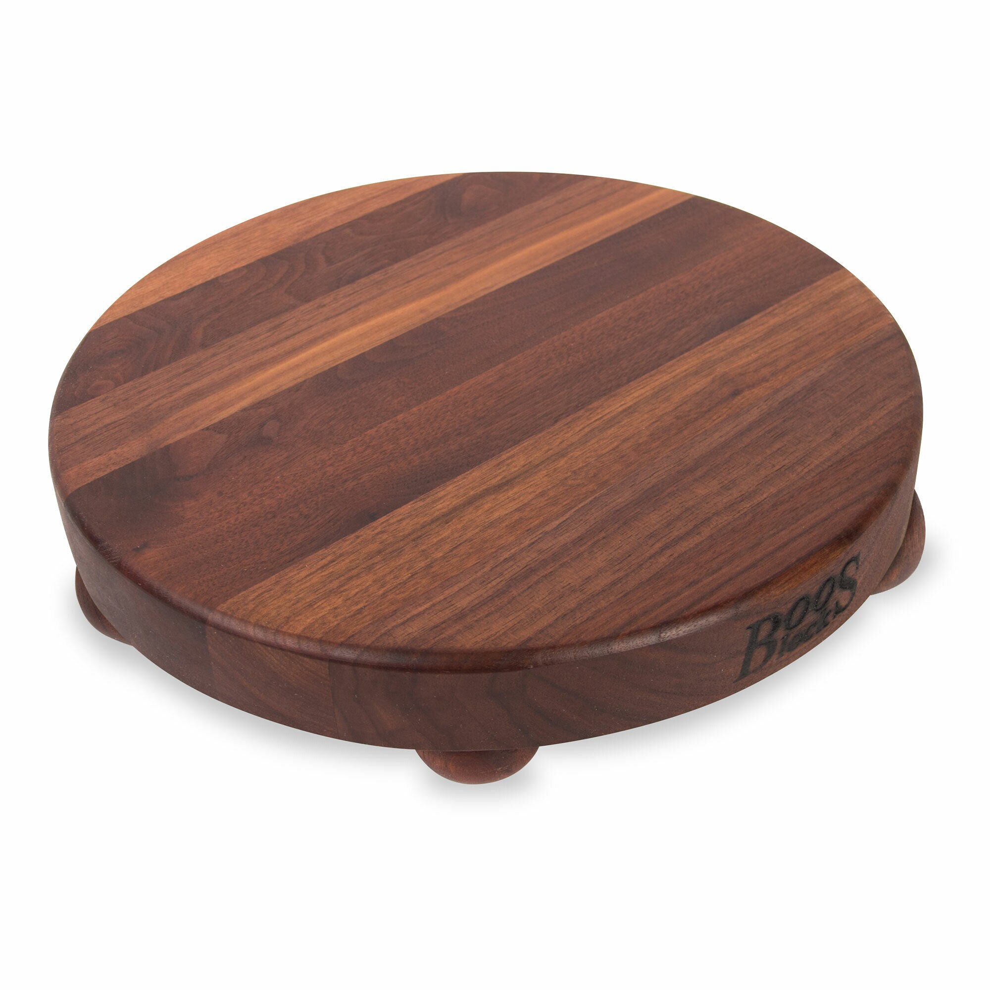 Walnut Edge Grain Round Cutting Board with Bun Feet