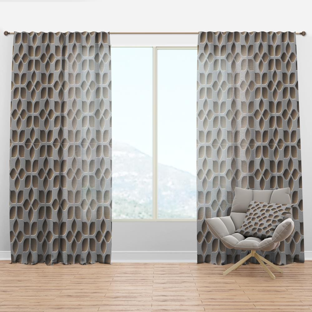 Designart CTN18743-52-120 120-Inches Gray Abstract Room darkening Thermal lined Rod pocket Single curtain panel
