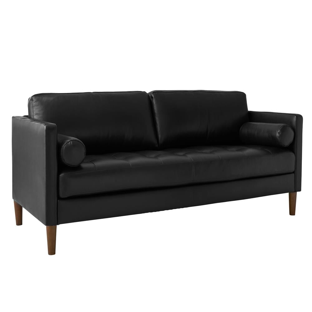 Picket House Furnishings Sire 54.5-in Modern Black Genuine Leather ...