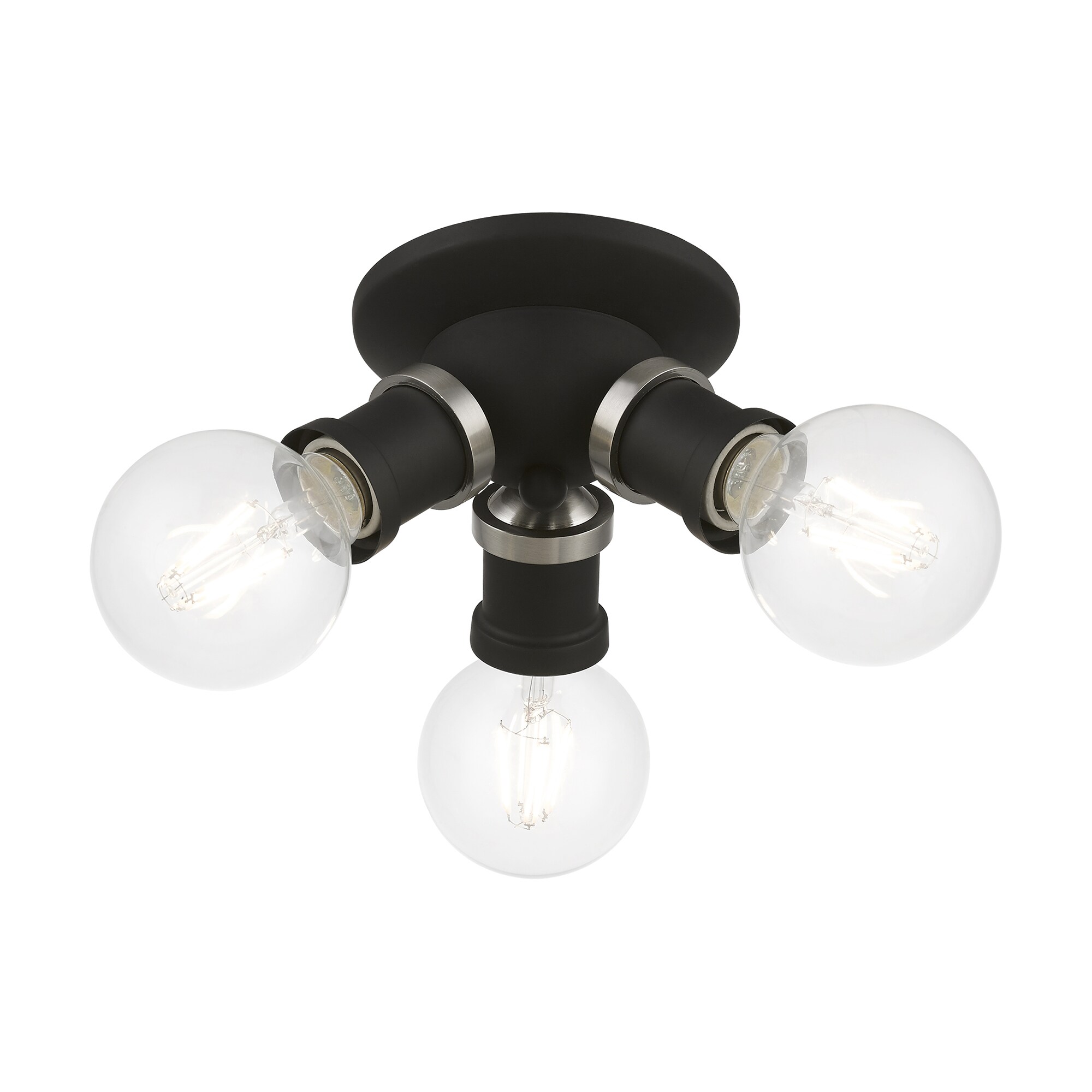 Lansdale 7" Transitional 3-Light Black & Brushed Nickel Flush Mount