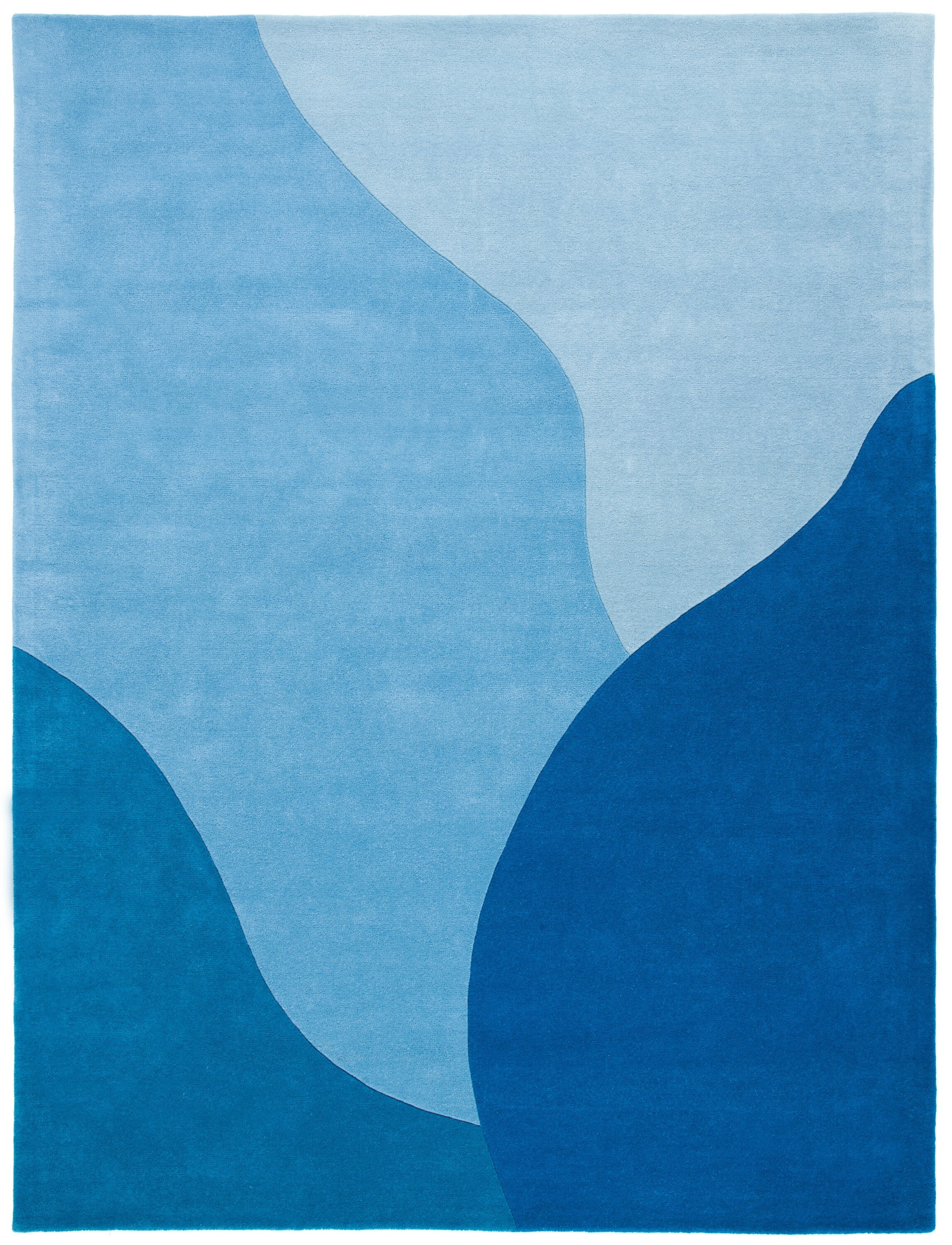 Art Deco Elegance Hand-Tufted Wool & Silk 9' x 12' Blue Rug