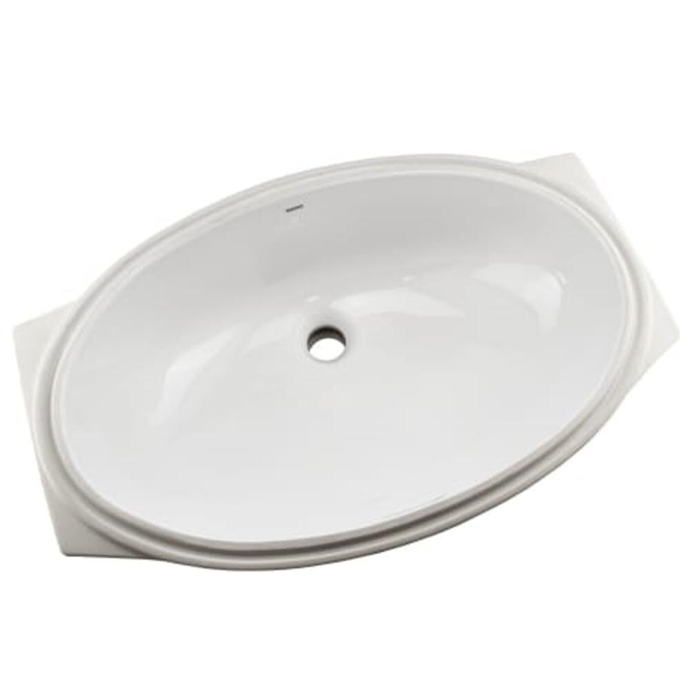 TOTO Cotton White Undermount Oval Bathroom Sink with Overflow Drain (14