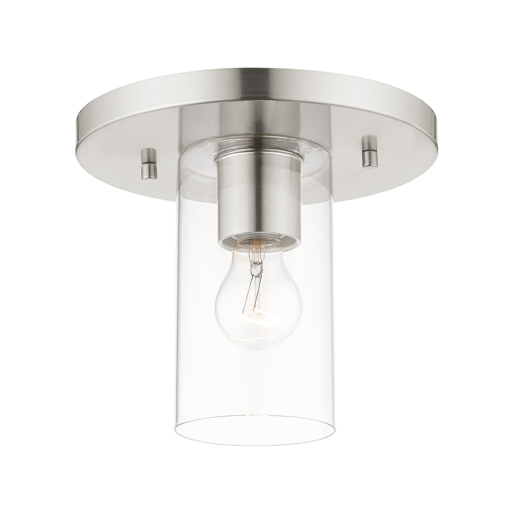 Livex Lighting 45471-91 Zurich 1 -Light 9-in Brushed Nickel Flush Mount Light
