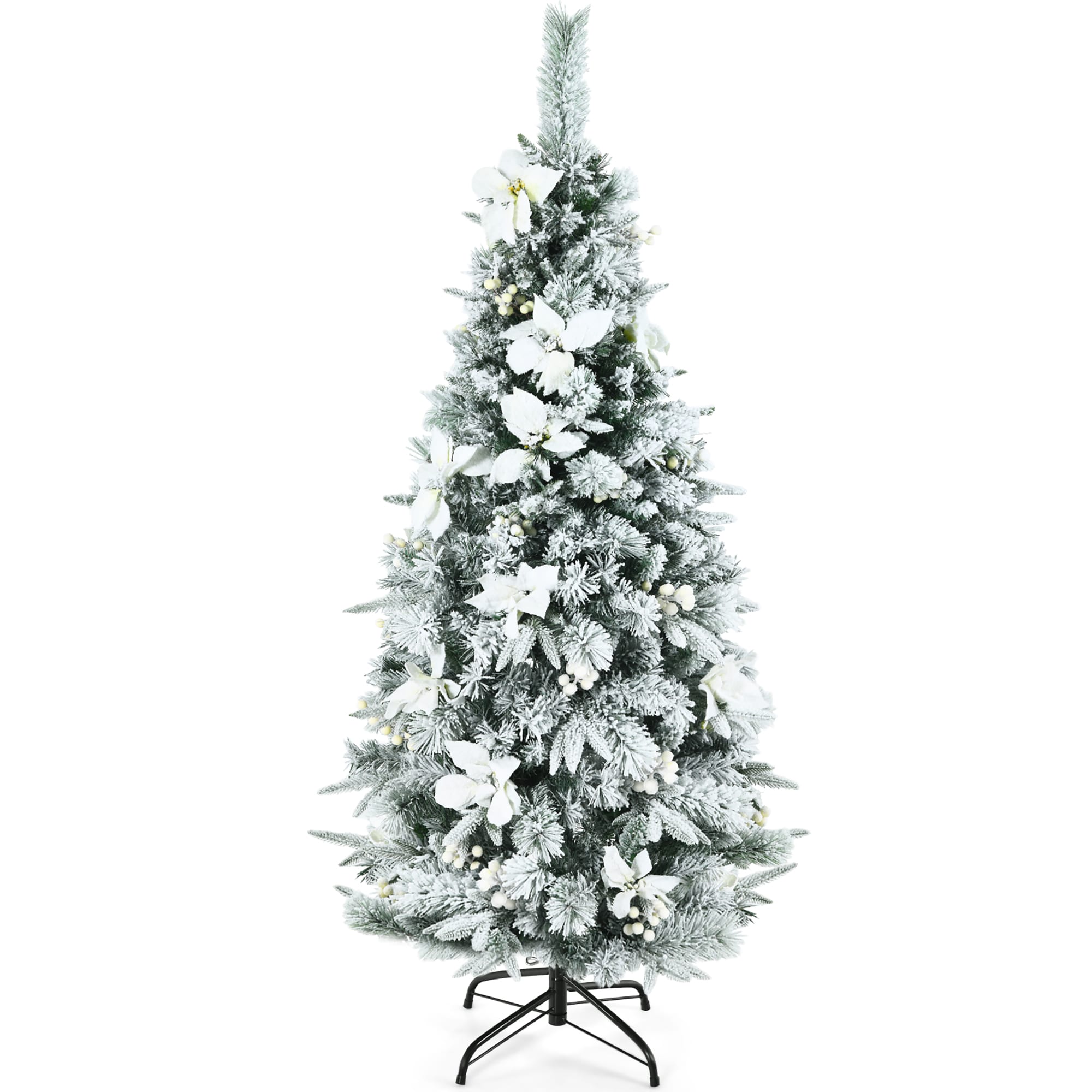 Costway CM23500 5-ft Pencil Flocked White Artificial Christmas Tree
