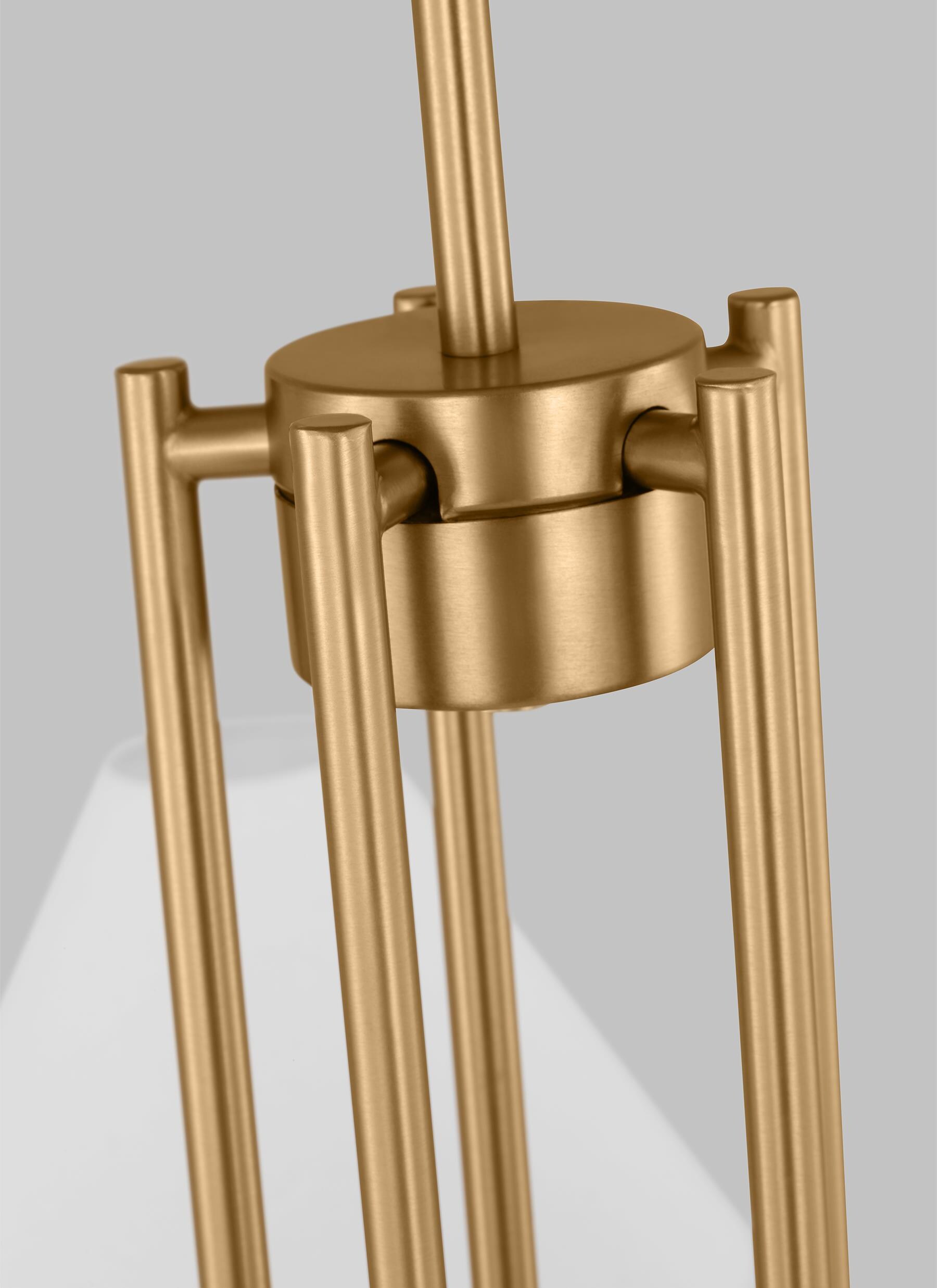 Satin Brass 6-Light Chandelier with White Linen Shades