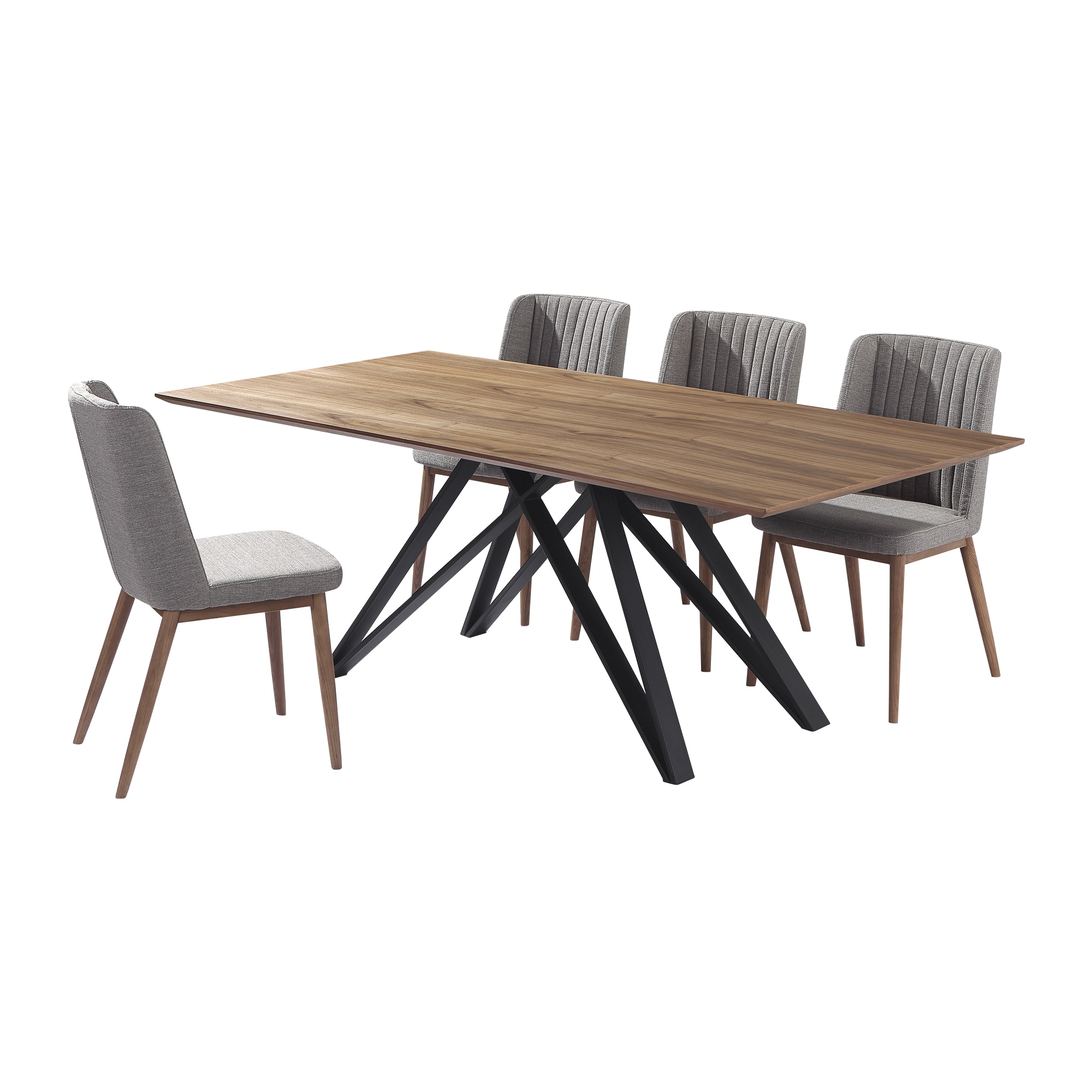 Armen Living SETMNDIWDGY Wade Walnut/Gray/Black Contemporary/Modern Dining Room Set with Rectangular Table ( Seats 8 )